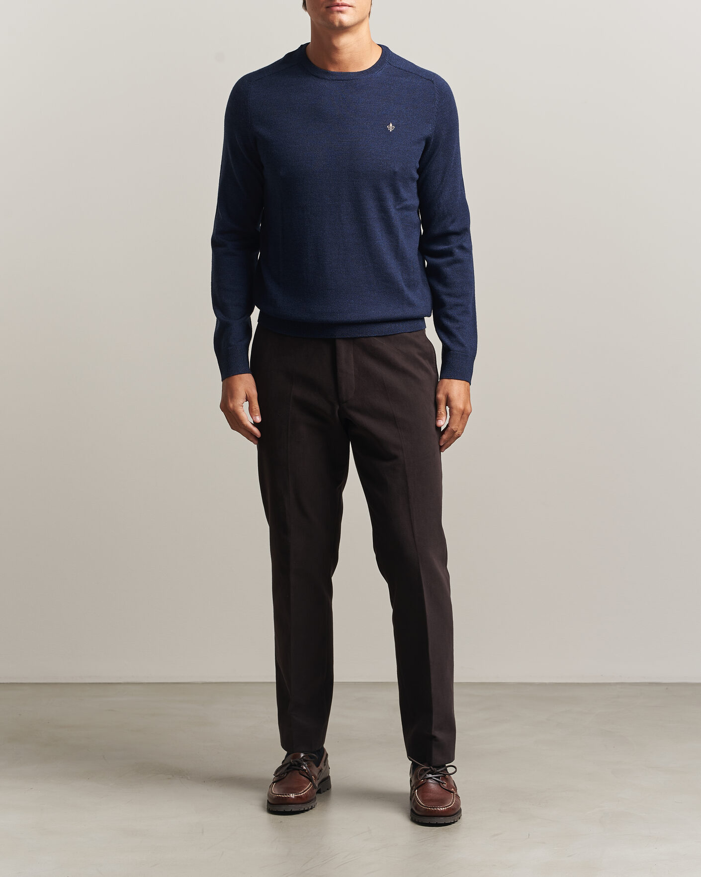 Hombres | Jerséis y prendas de punto | Morris | Merino O-Neck Navy