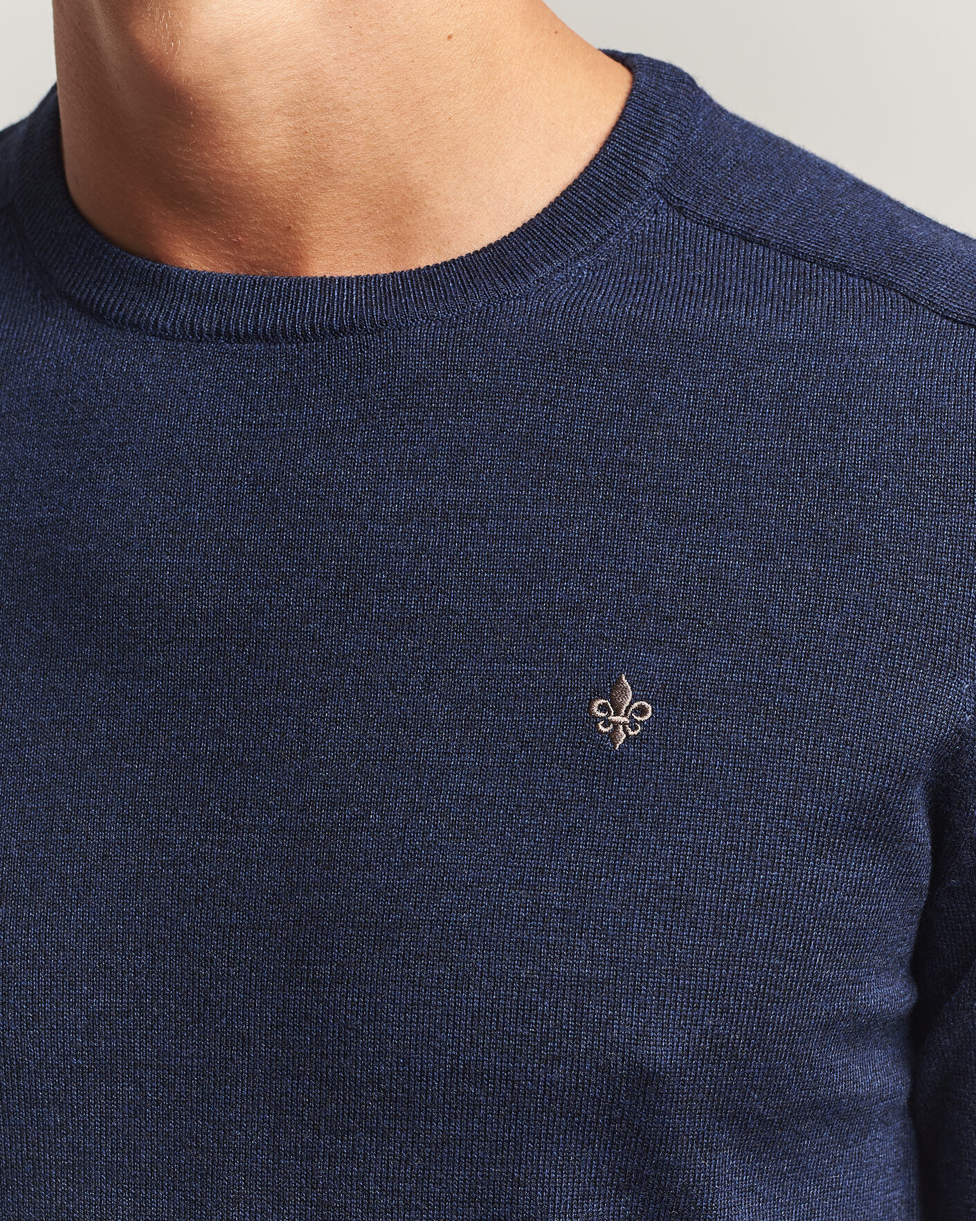 Hombres | Jerséis y prendas de punto | Morris | Merino O-Neck Navy