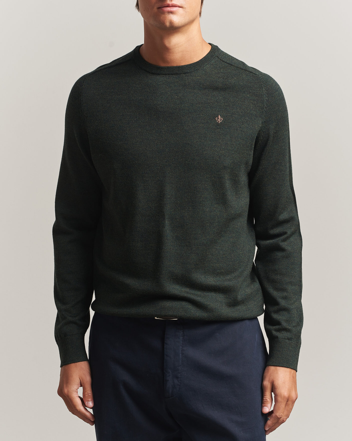 Hombres | Jerséis y prendas de punto | Morris | Merino O-Neck Olive