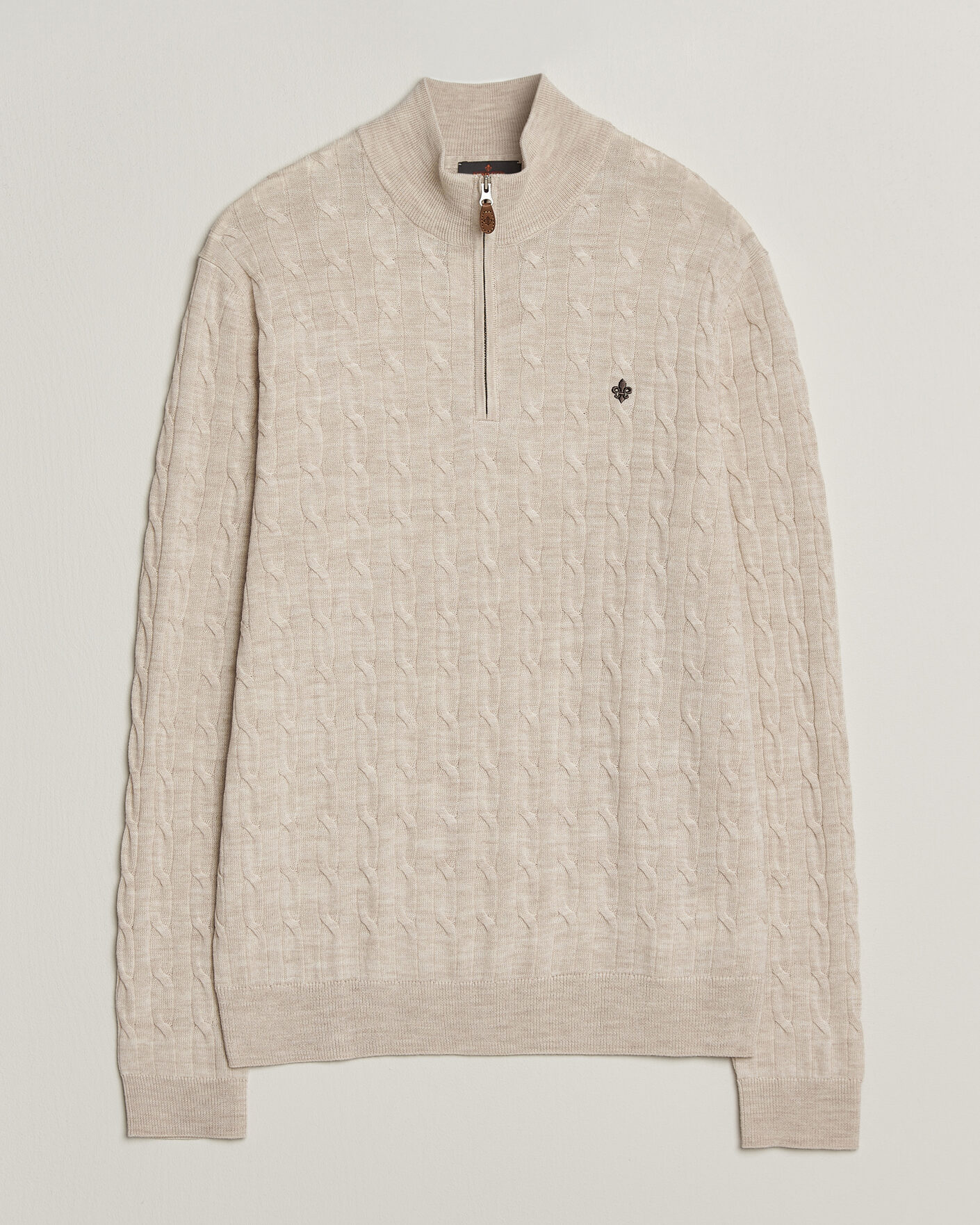 Hombres | Jerséis y prendas de punto | Morris | Merino Cable Half Zip Off White