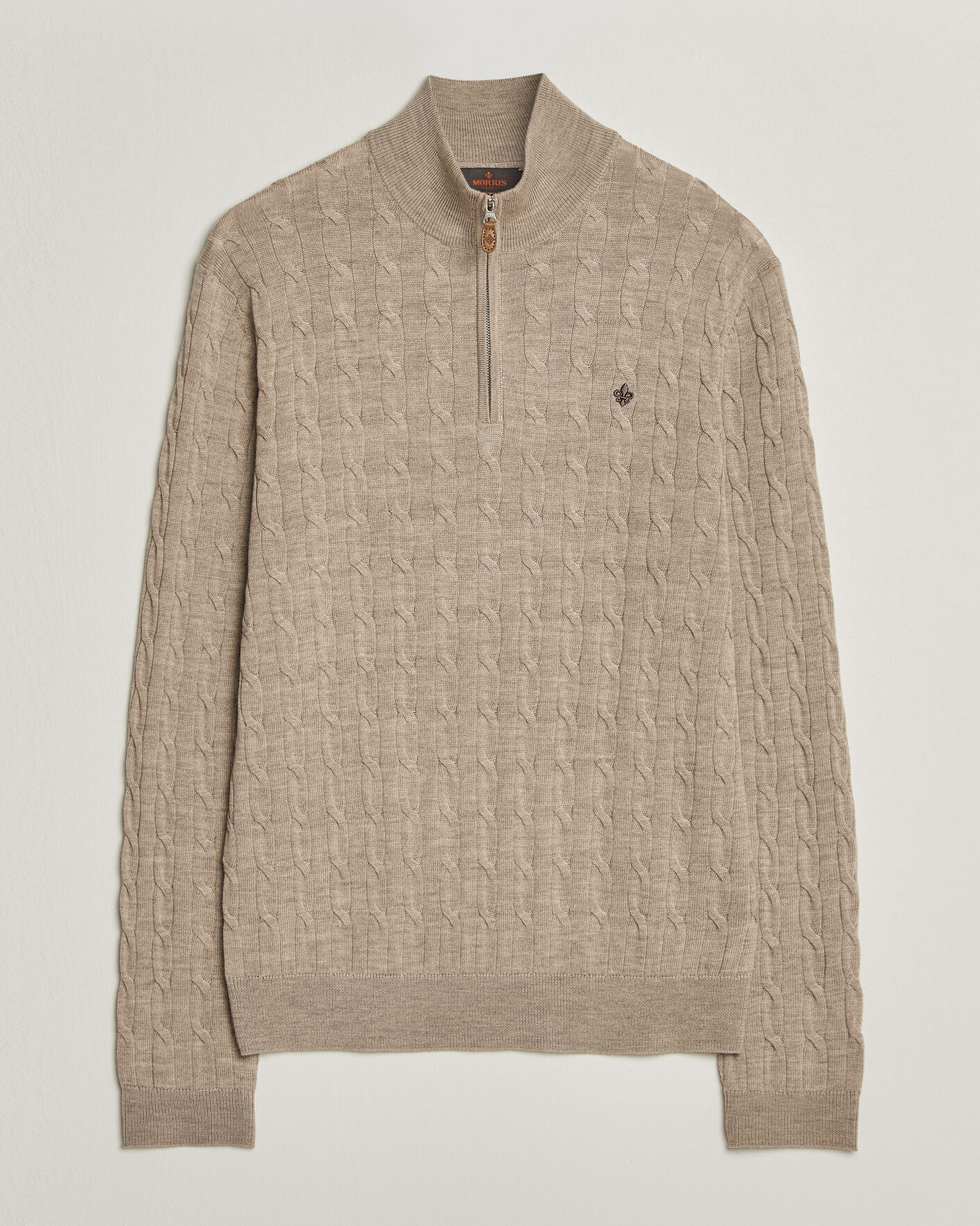 Hombres | Jerséis y prendas de punto | Morris | Merino Cable Half Zip Khaki