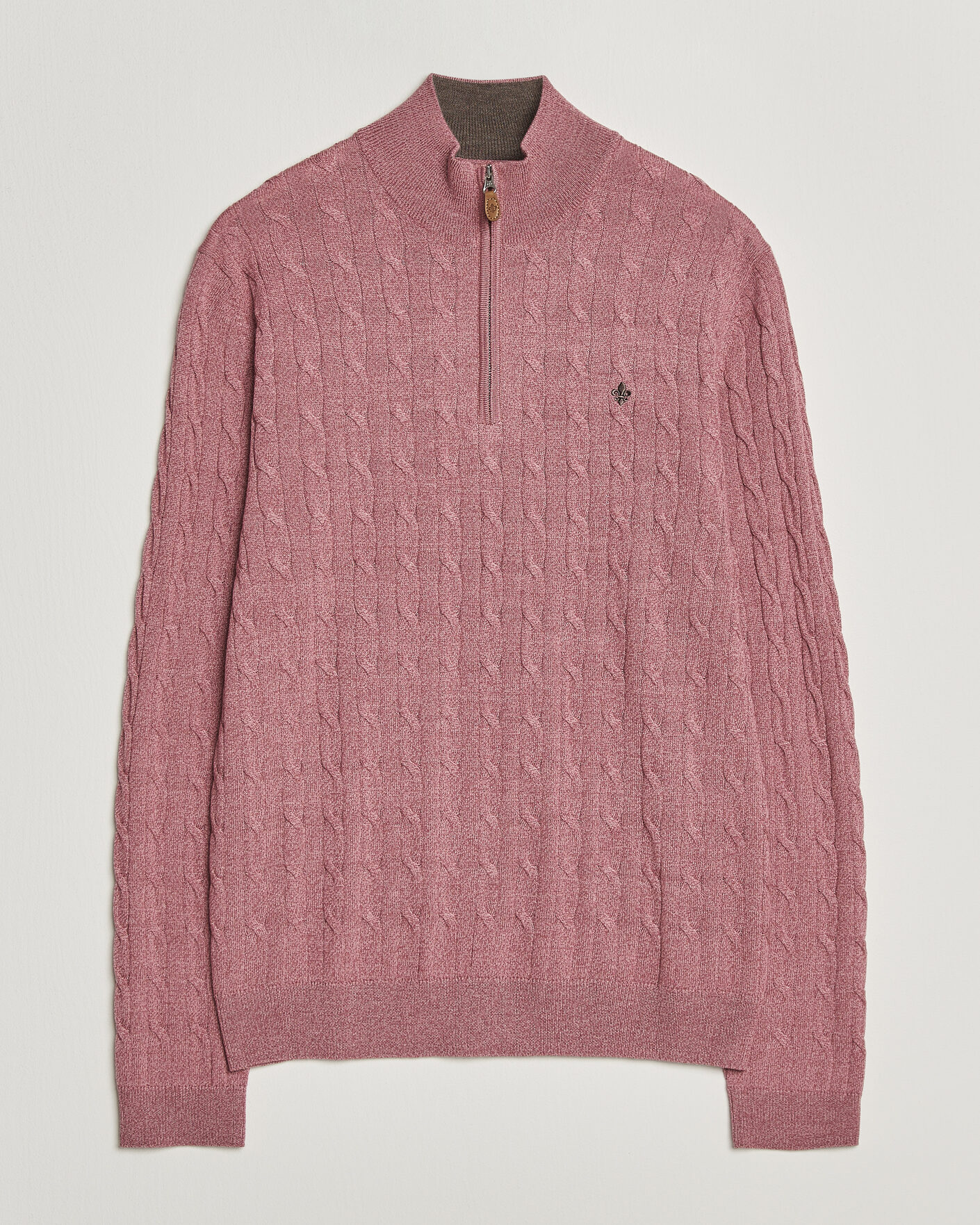 Hombres | Jerséis y prendas de punto | Morris | Merino Cable Half Zip Cerise