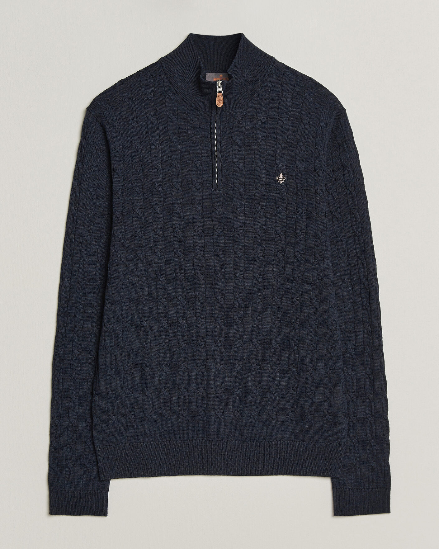 Hombres | Jerséis y prendas de punto | Morris | Merino Cable Half Zip Navy