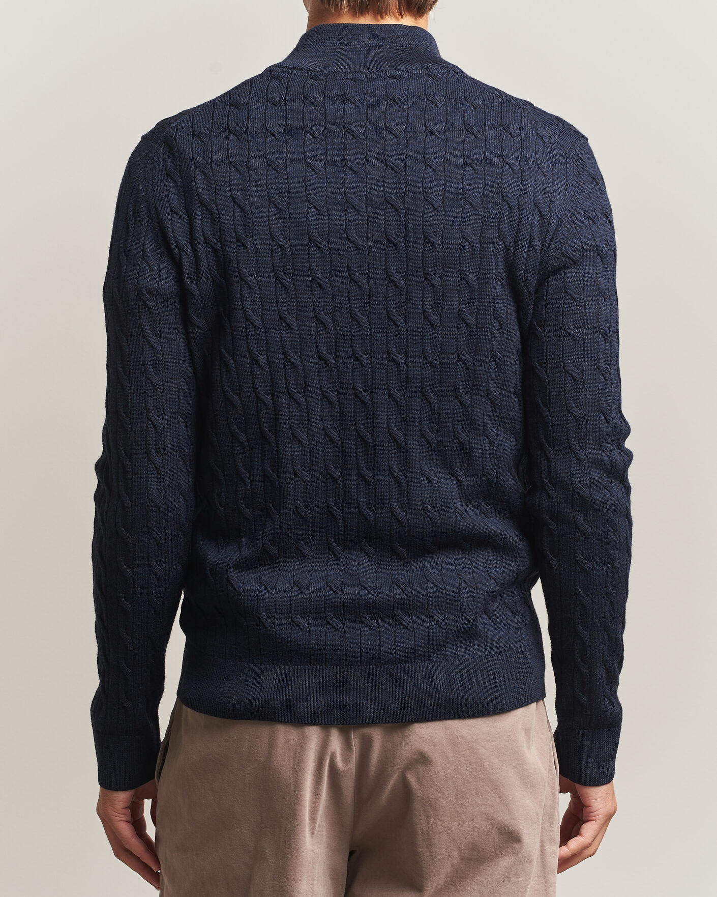 Hombres | Jerséis y prendas de punto | Morris | Merino Cable Half Zip Navy
