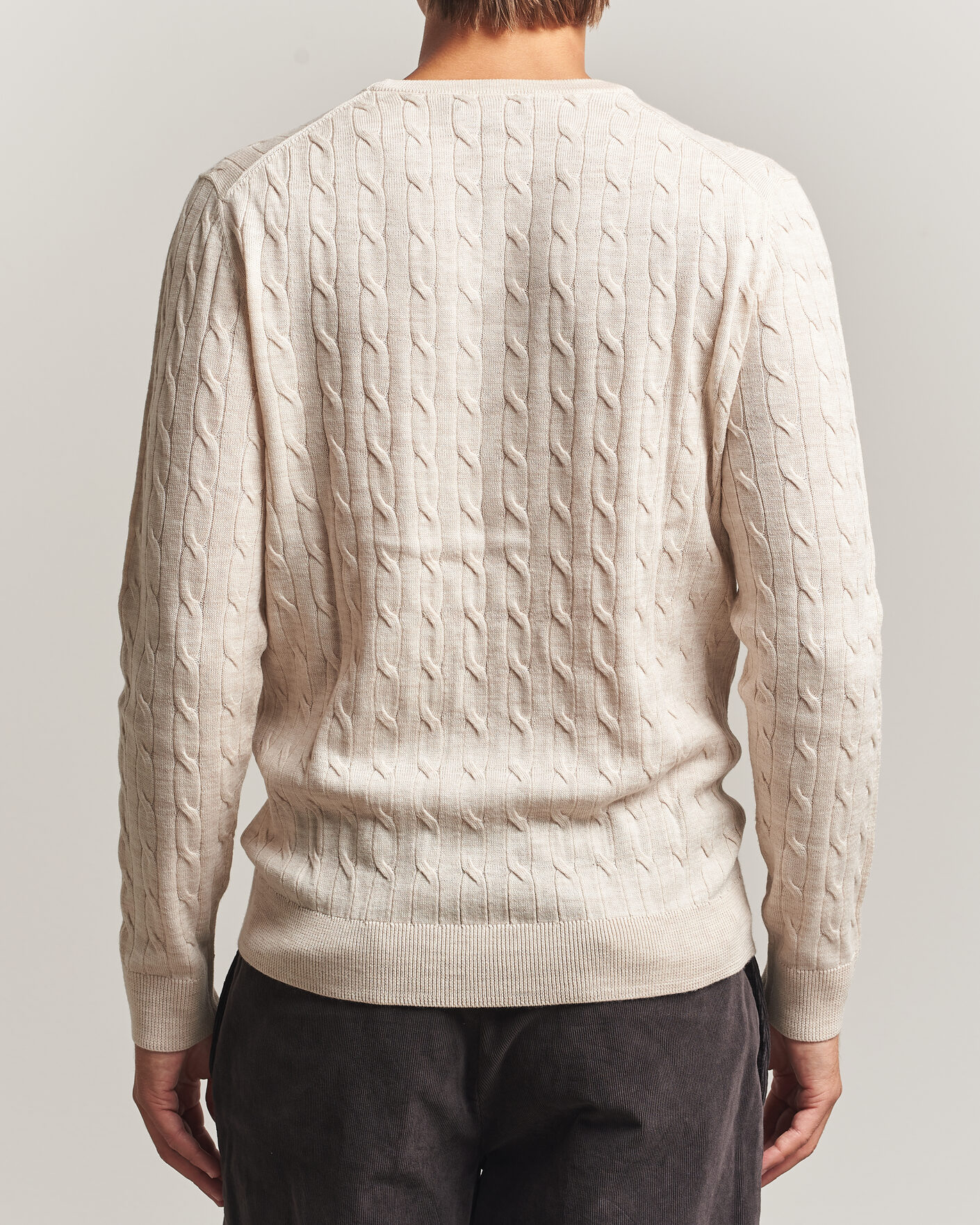 Hombres | Jerséis y prendas de punto | Morris | Merino Cable O-Neck Off White