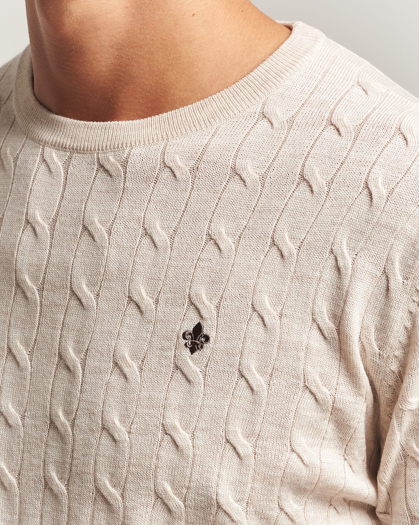 Hombres | Jerséis y prendas de punto | Morris | Merino Cable O-Neck Off White