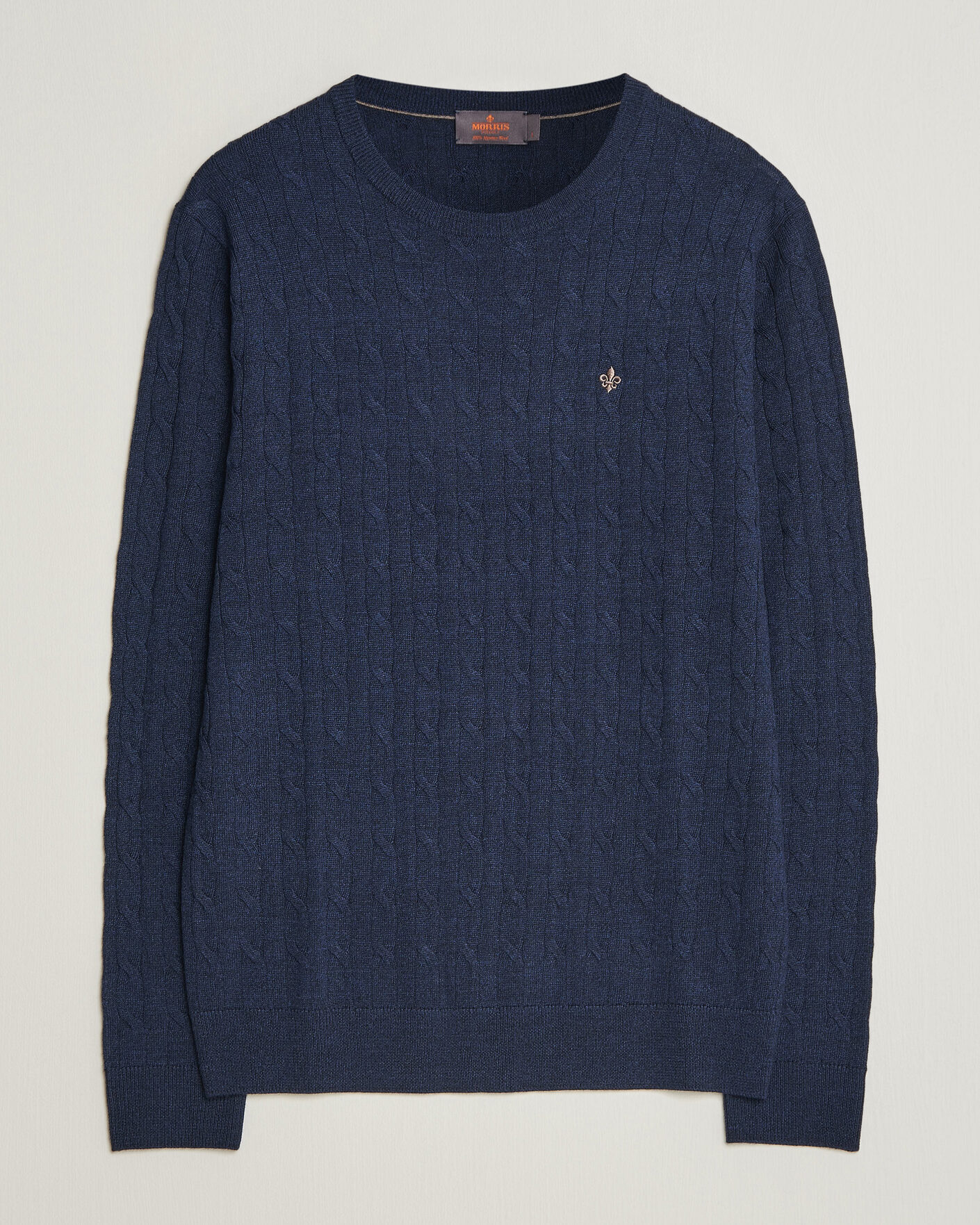 Hombres | Jerséis y prendas de punto | Morris | Merino Cable O-Neck Navy