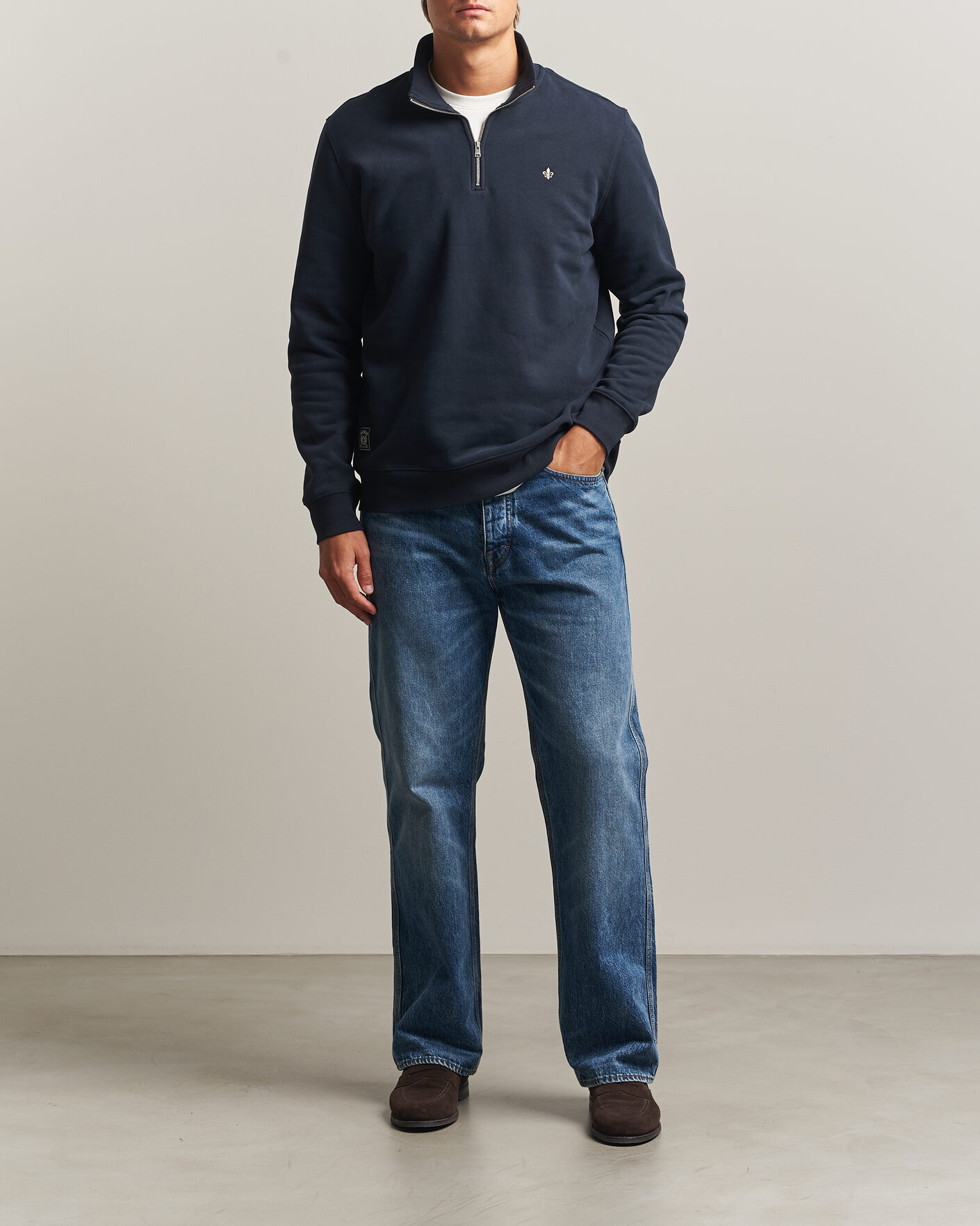 Hombres | Jerséis y prendas de punto | Morris | Brandon Lily Half Zip Old Blue