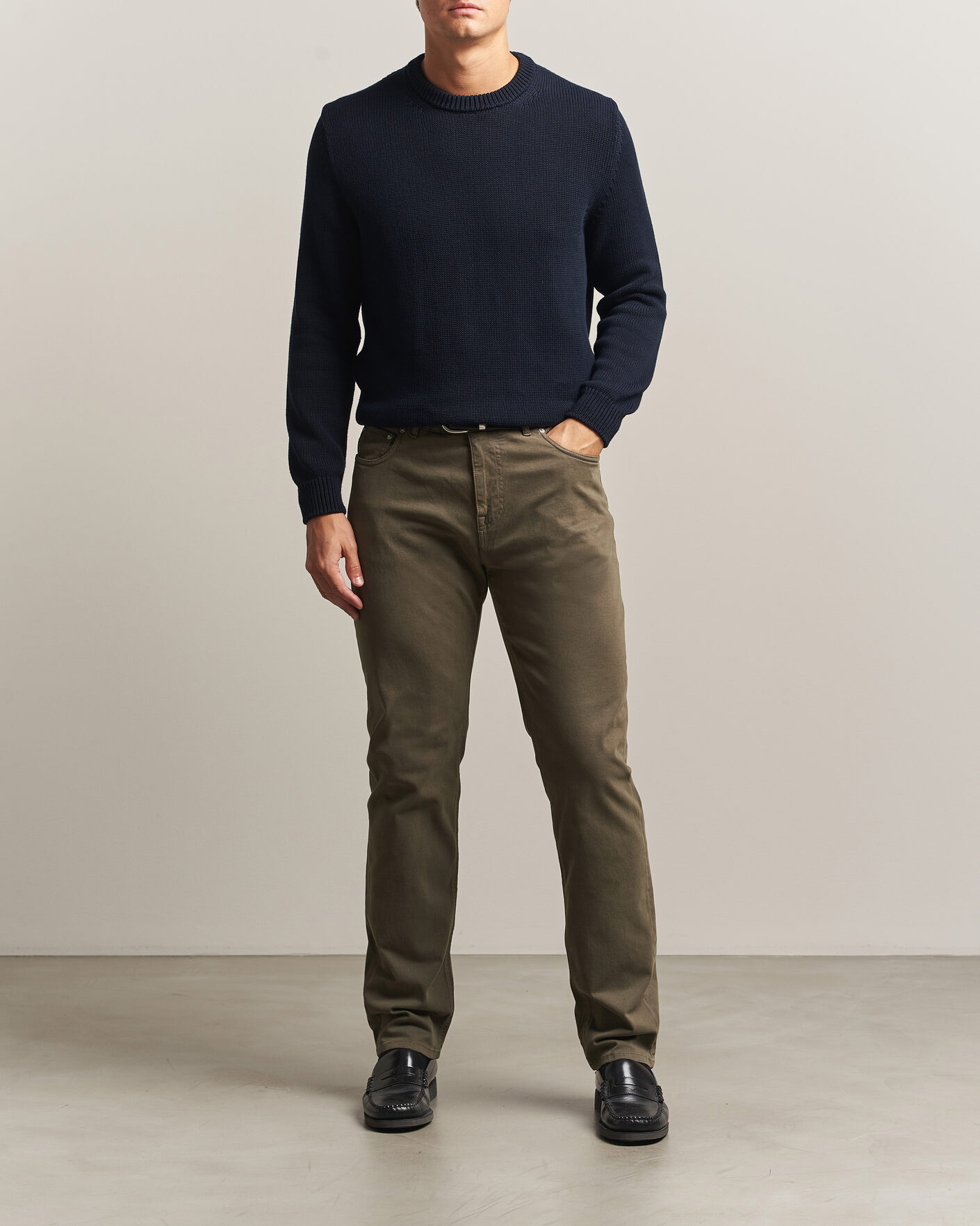 Hombres | Pantalones | Morris | James Brushed 5-Pocket Pant Olive