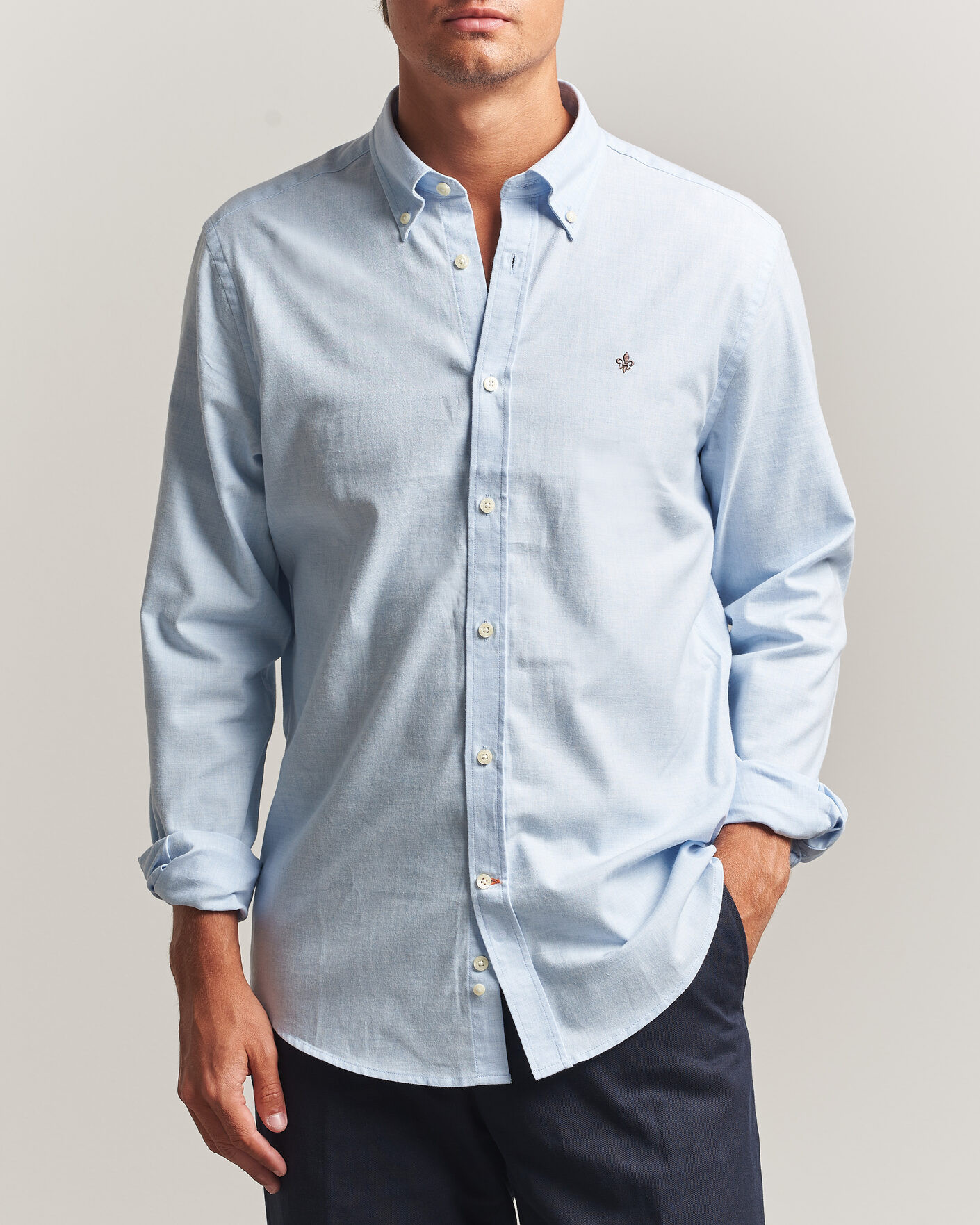 Hombres | Camisas | Morris | Watts Flannel Shirt Light Blue