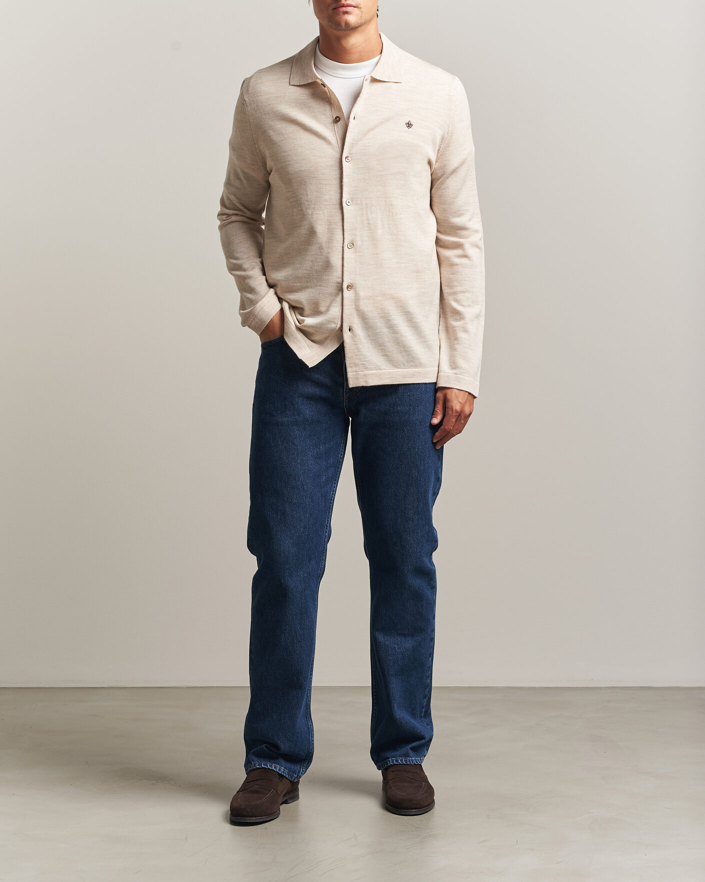 Hombres | Camisas | Morris | Merino Shirt Cardigan Off White
