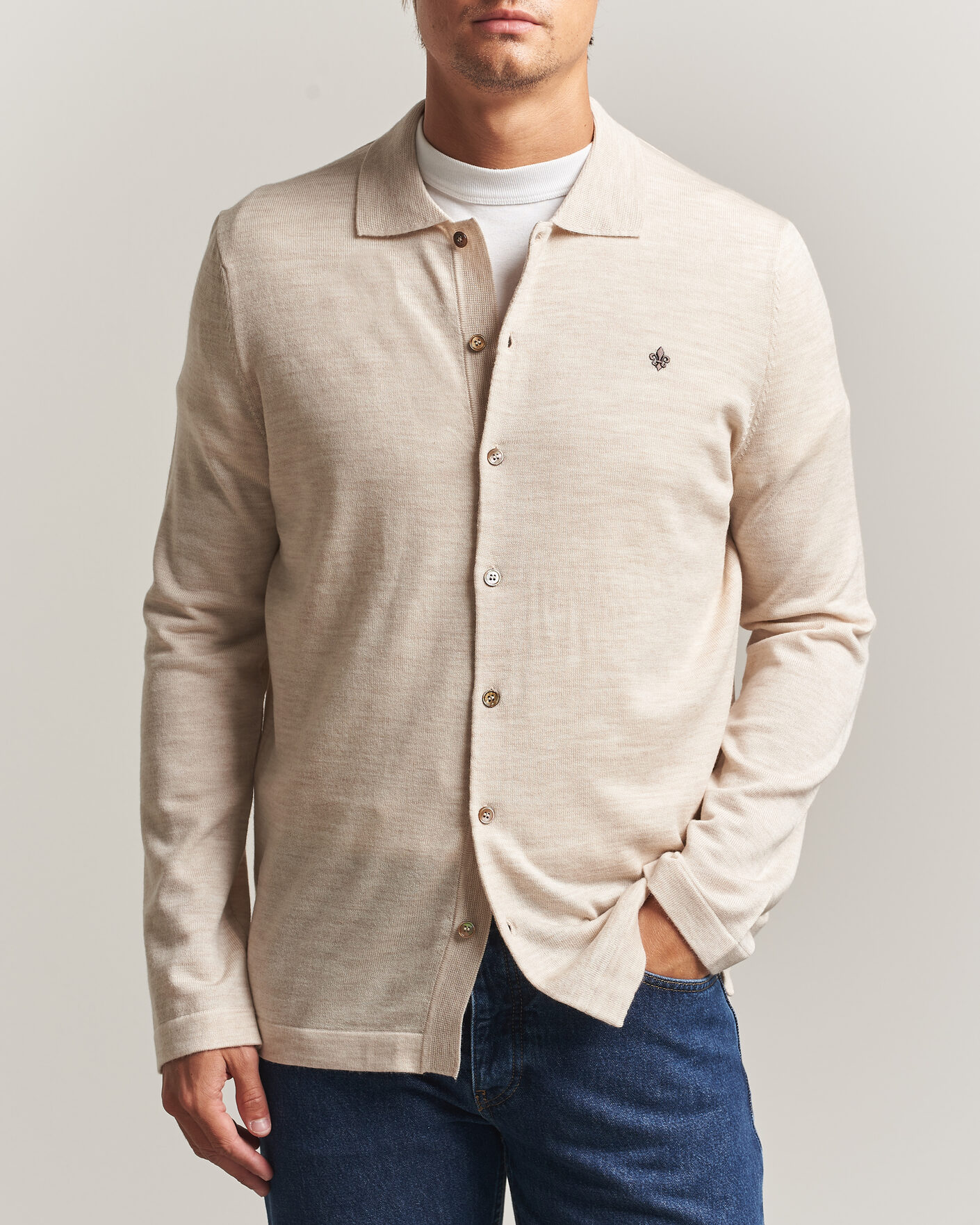 Hombres | Camisas | Morris | Merino Shirt Cardigan Off White