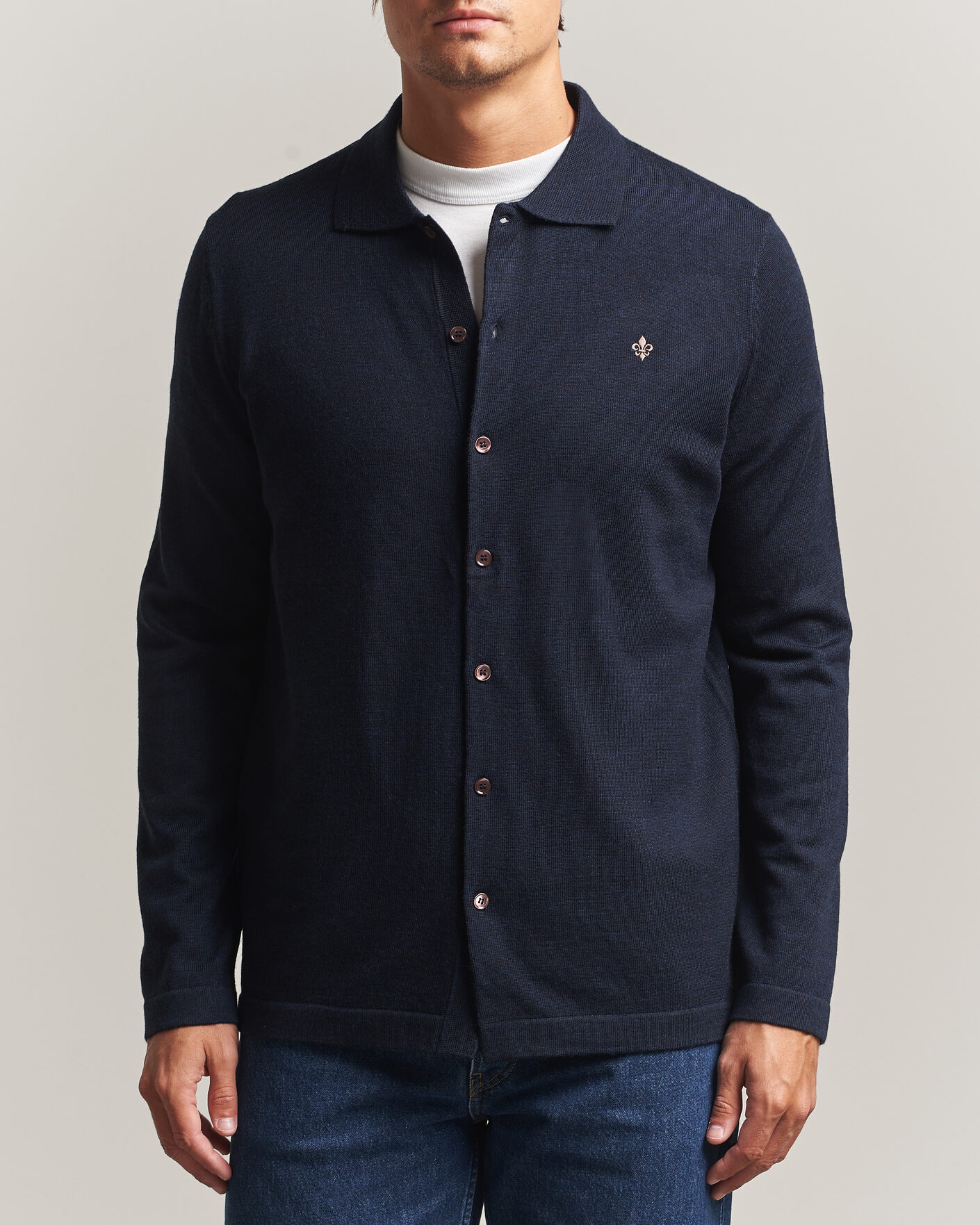 Hombres | Camisas | Morris | Merino Shirt Cardigan Navy