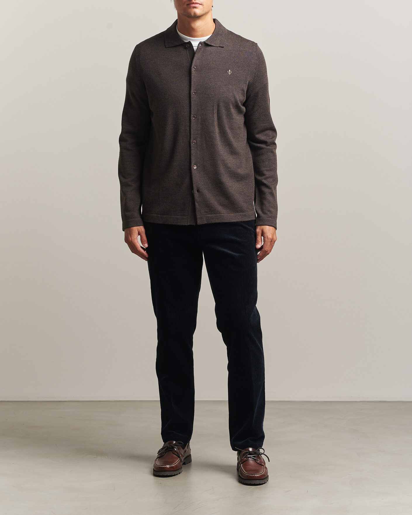 Hombres | Camisas | Morris | Merino Shirt Cardigan Brown