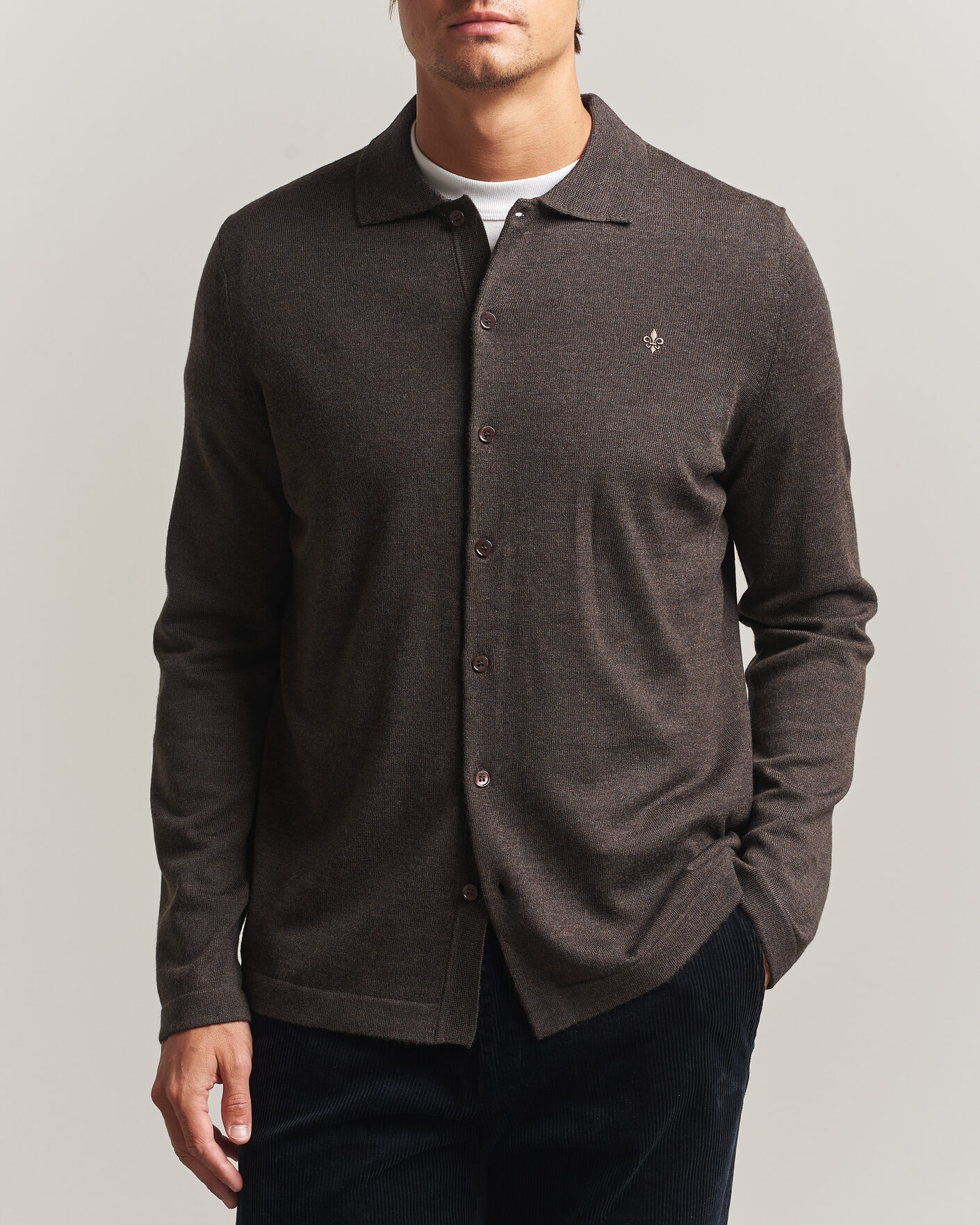 Hombres | Camisas | Morris | Merino Shirt Cardigan Brown