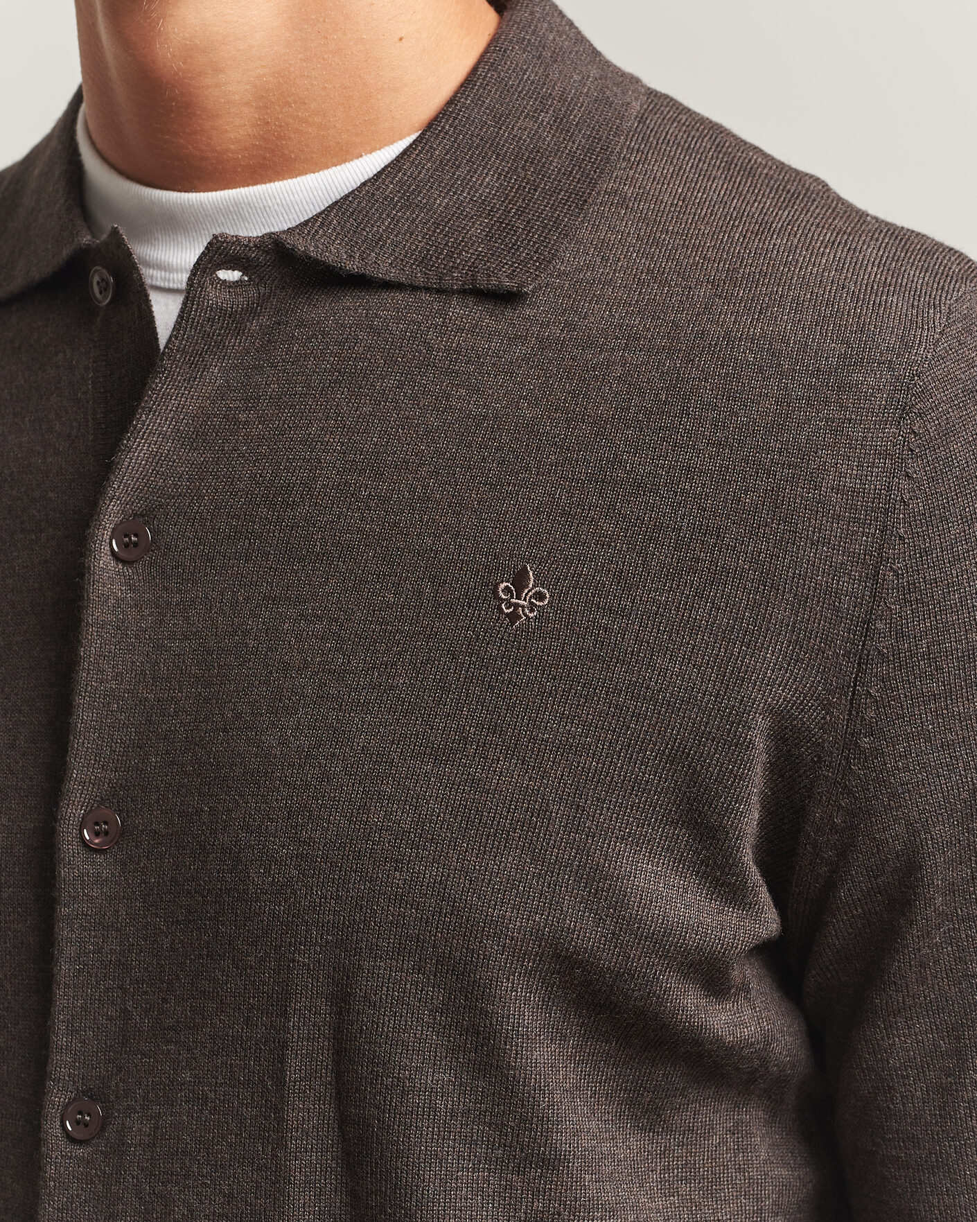 Hombres | Camisas | Morris | Merino Shirt Cardigan Brown