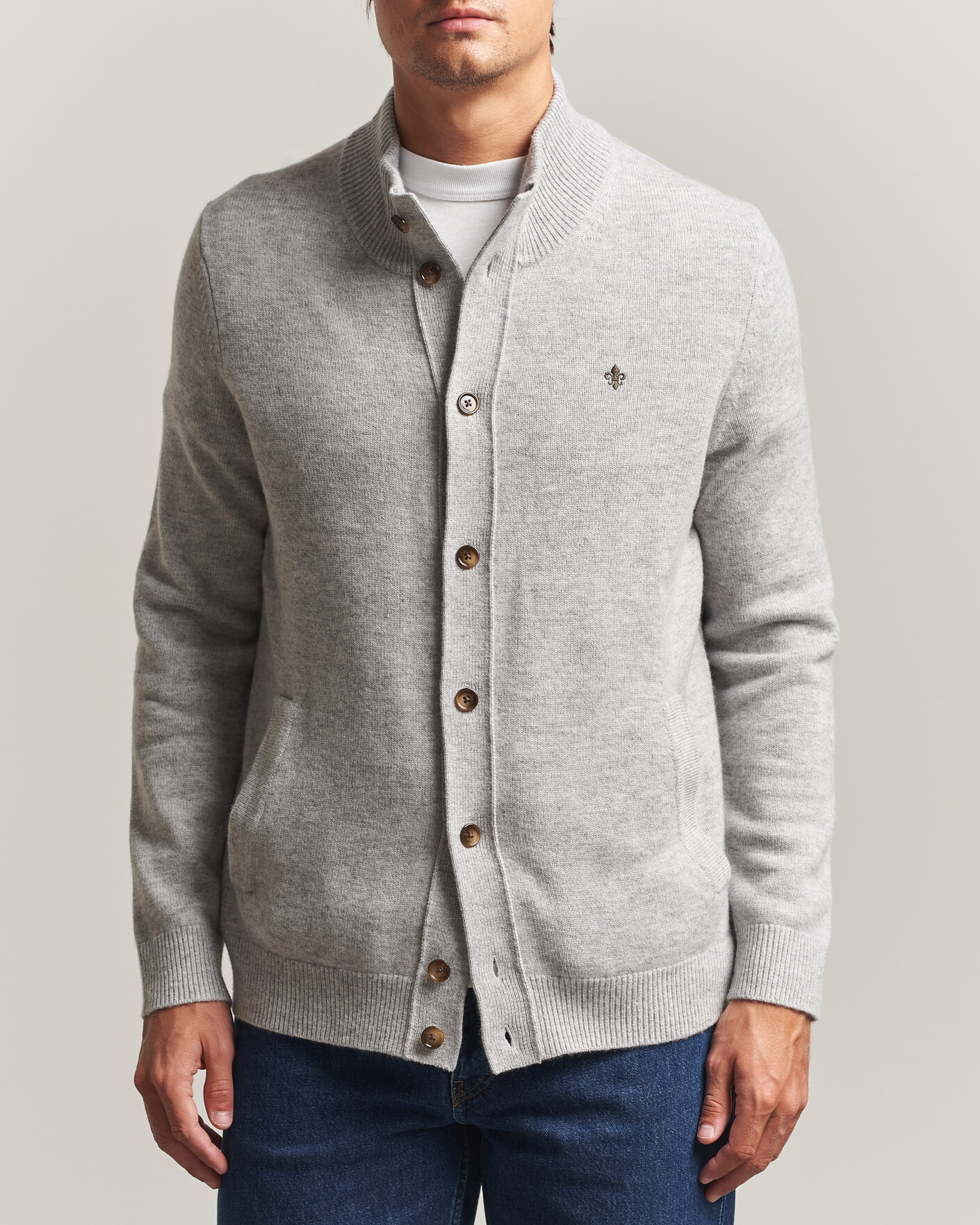Hombres | Jerséis y prendas de punto | Morris | Hertford Button Cardigan Grey