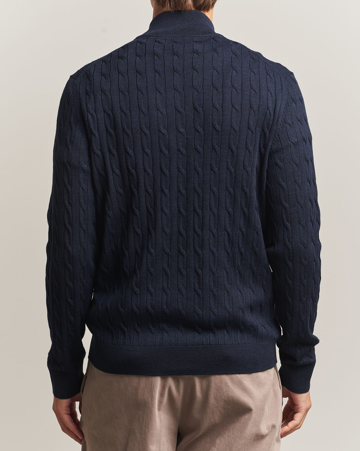 Hombres | Jerséis y prendas de punto | Morris | Merino Cable Zip Cardigan Navy
