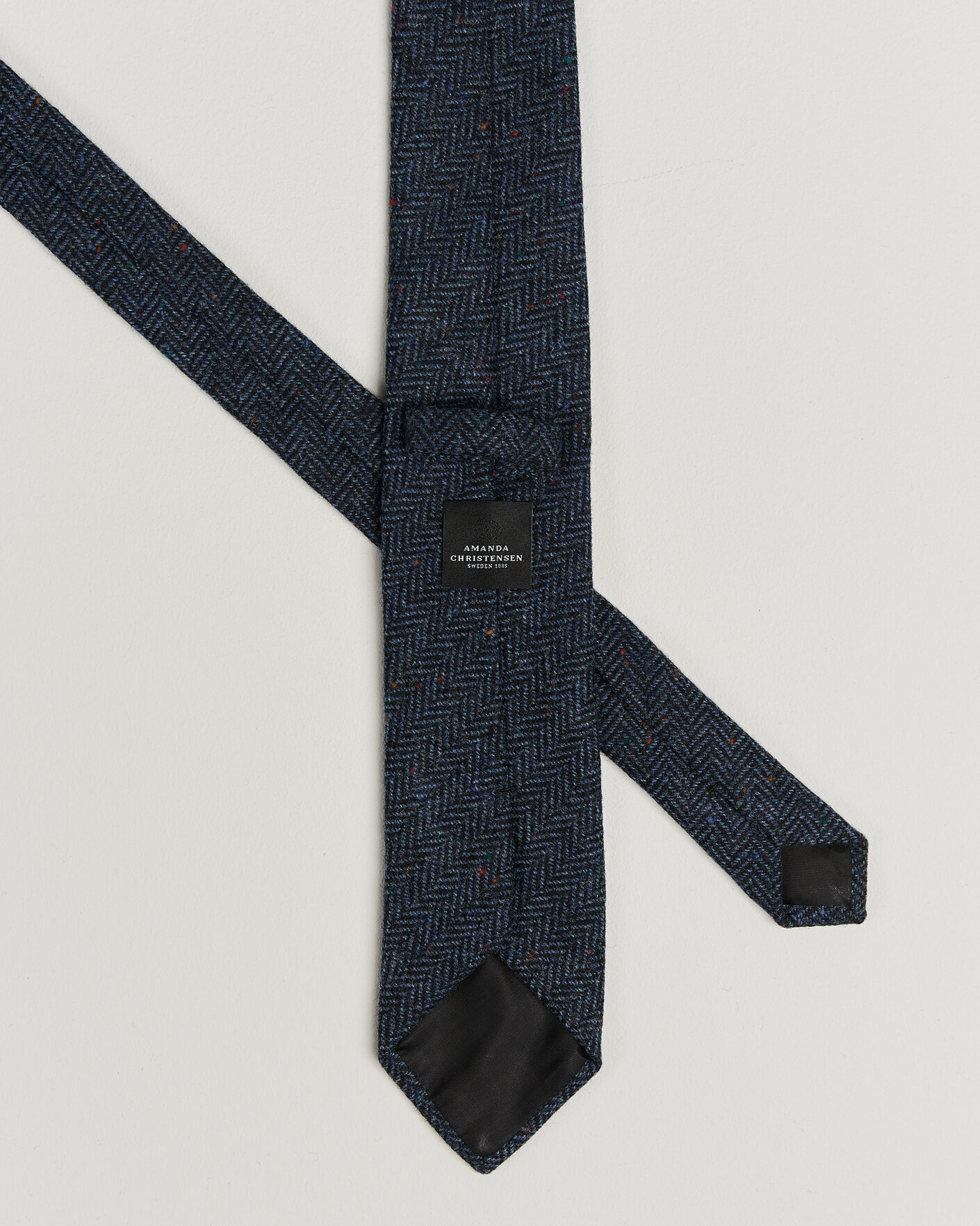Hombres | Corbatas | Amanda Christensen | Wool Herringbone 8cm Tie Navy