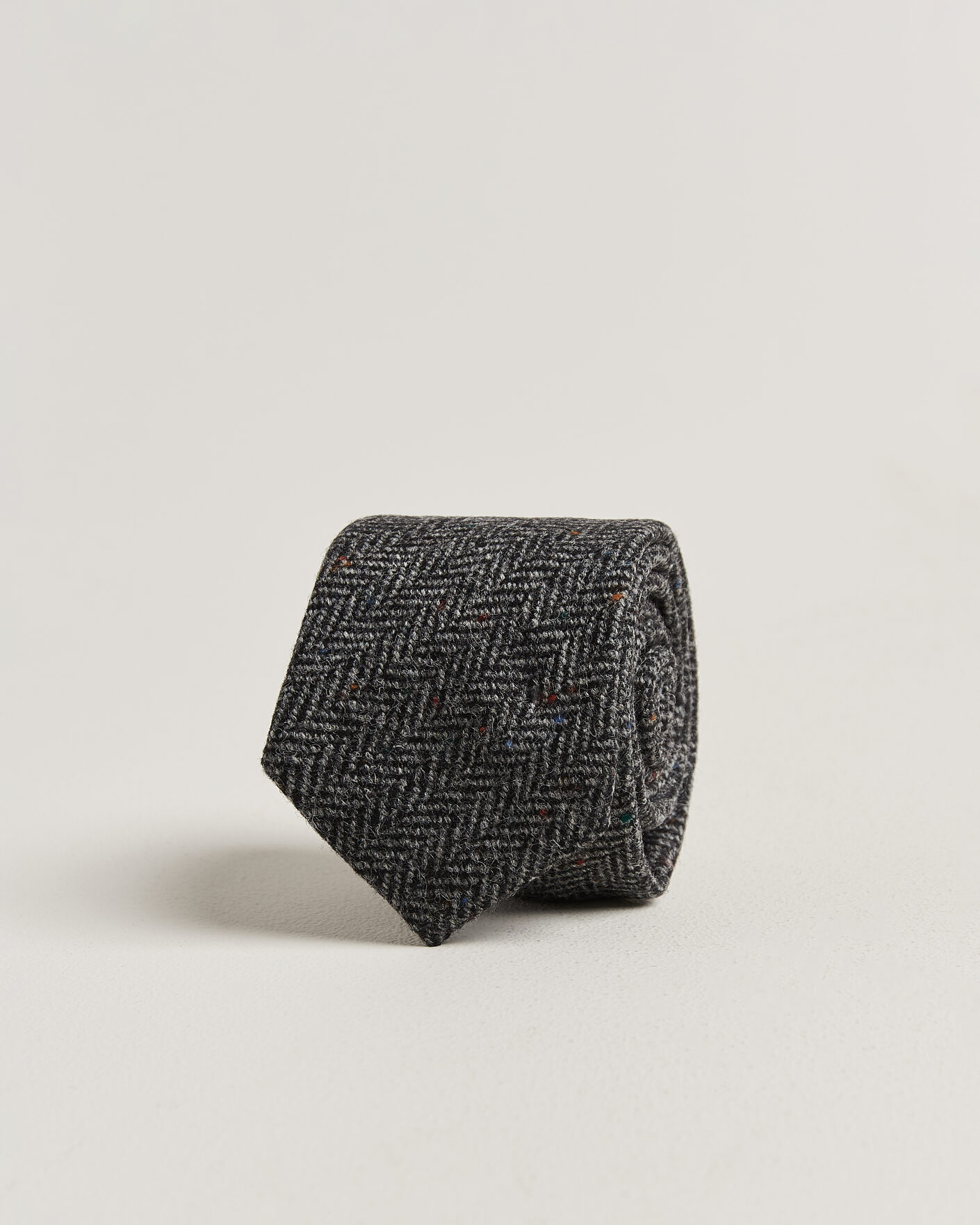 Hombres | Corbatas | Amanda Christensen | Wool Herringbone 8cm Tie Grey
