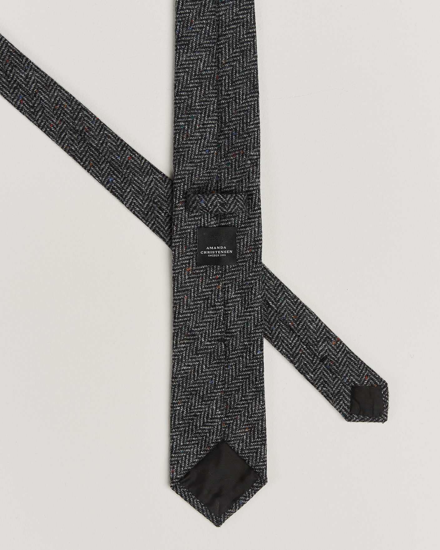Hombres | Corbatas | Amanda Christensen | Wool Herringbone 8cm Tie Grey