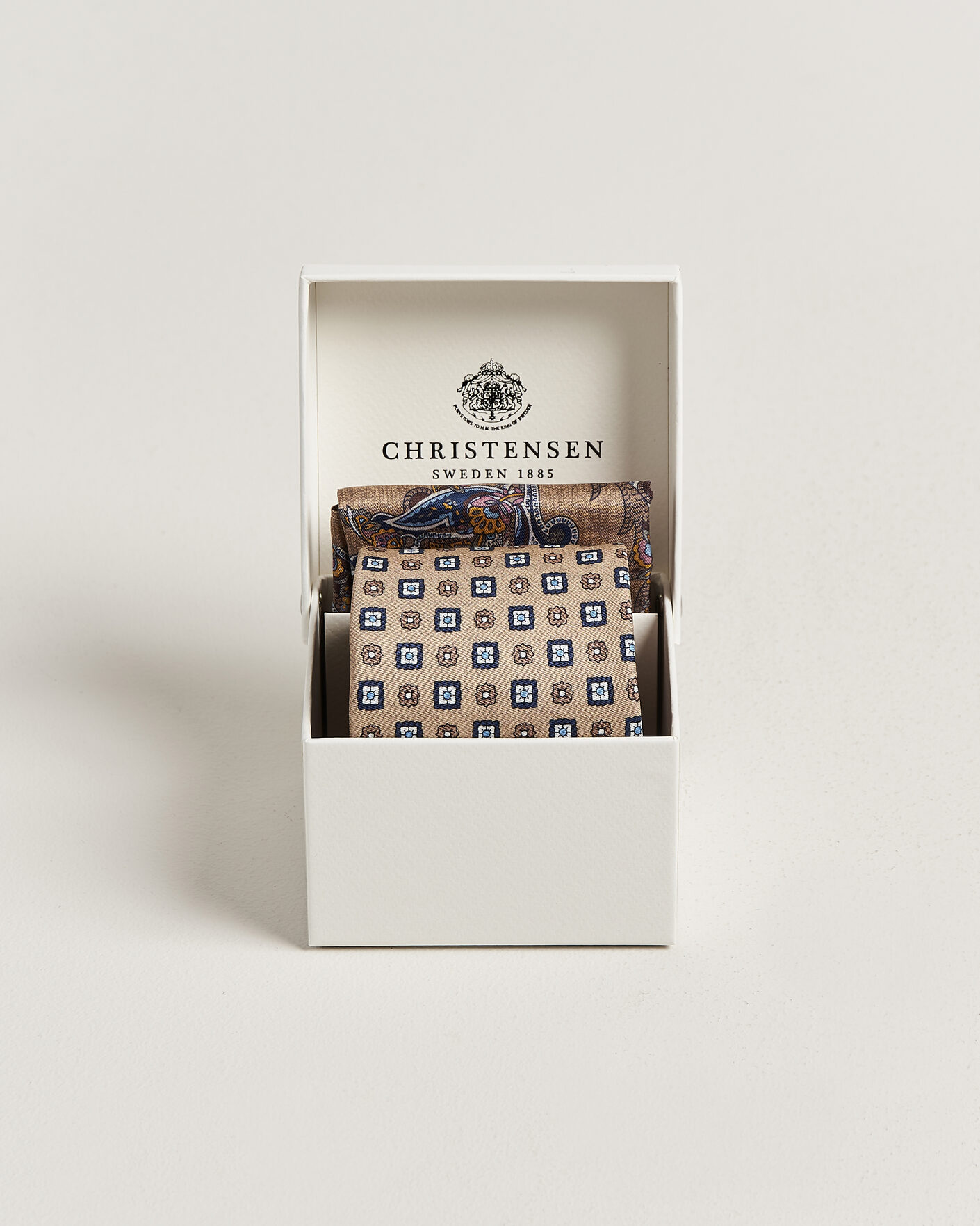 Hombres | Corbatas | Amanda Christensen | Box Set Silk 8 cm Tie And Pocket Square Beige