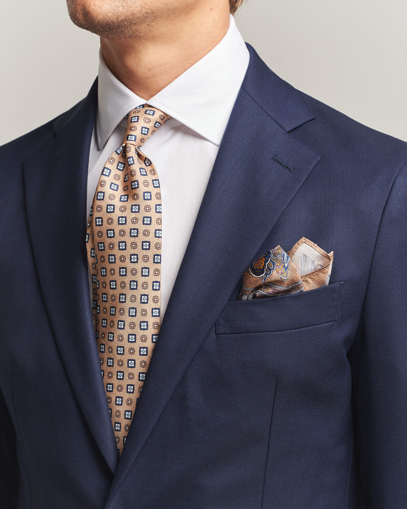 Hombres | Corbatas | Amanda Christensen | Box Set Silk 8 cm Tie And Pocket Square Beige