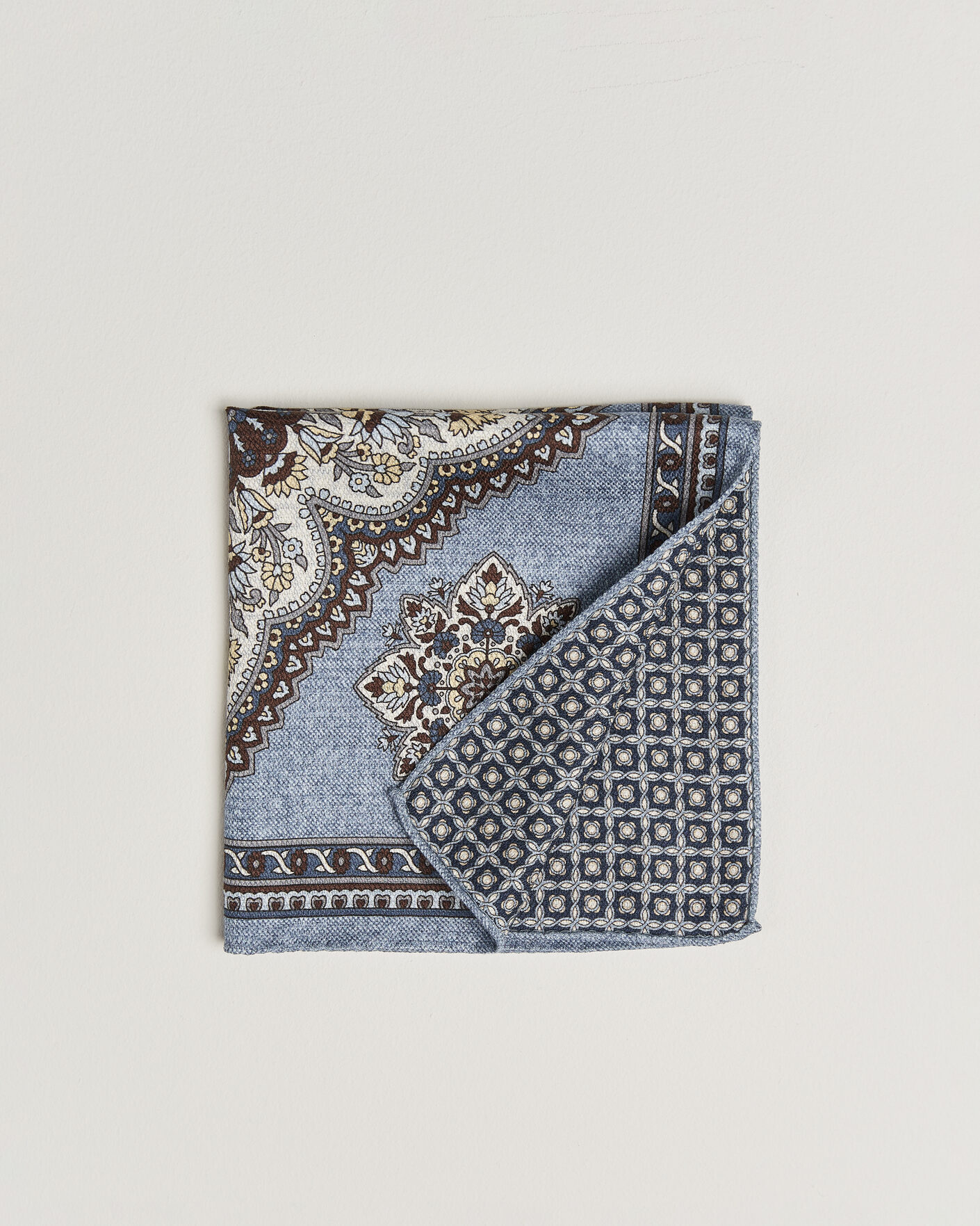 Hombres | Pañuelos de bolsillo | Amanda Christensen | Silk Schappe Doublefaced Pocket Square Blue