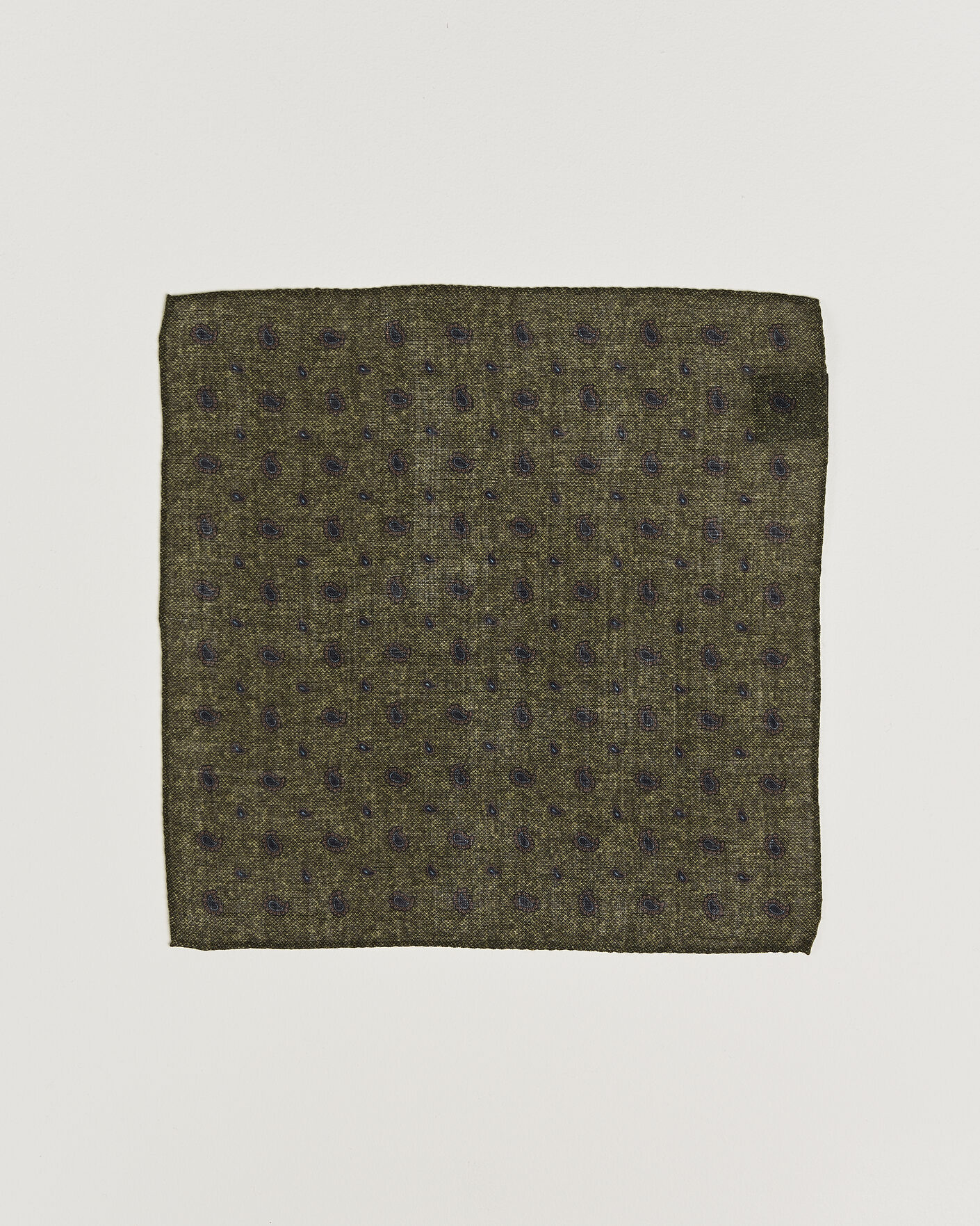 Hombres | Pañuelos de bolsillo | Amanda Christensen | Wool Paisley Pocket Square Green