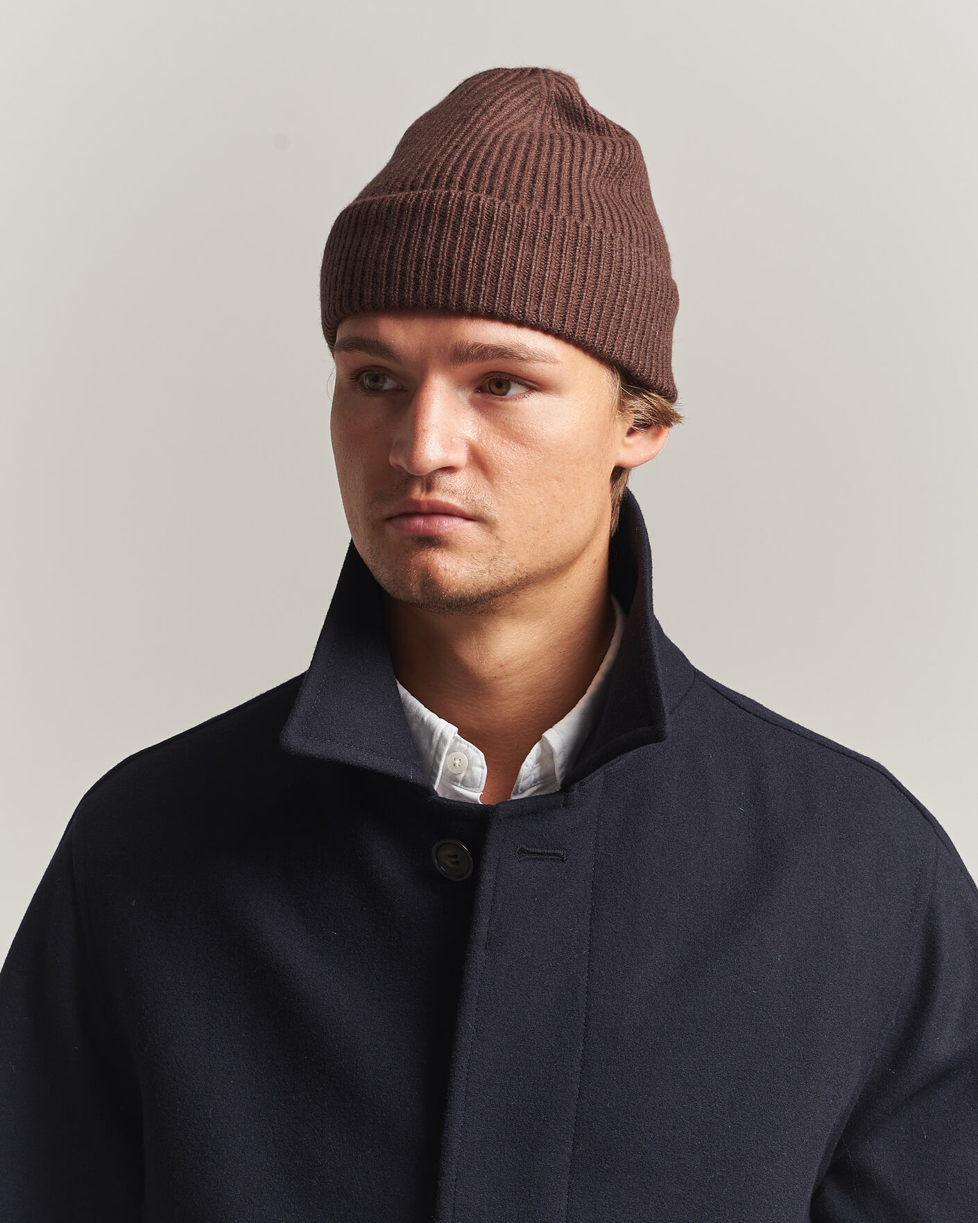 Hombres | Gorros | Amanda Christensen | Rib Knitted Merino Wool Cap Brown