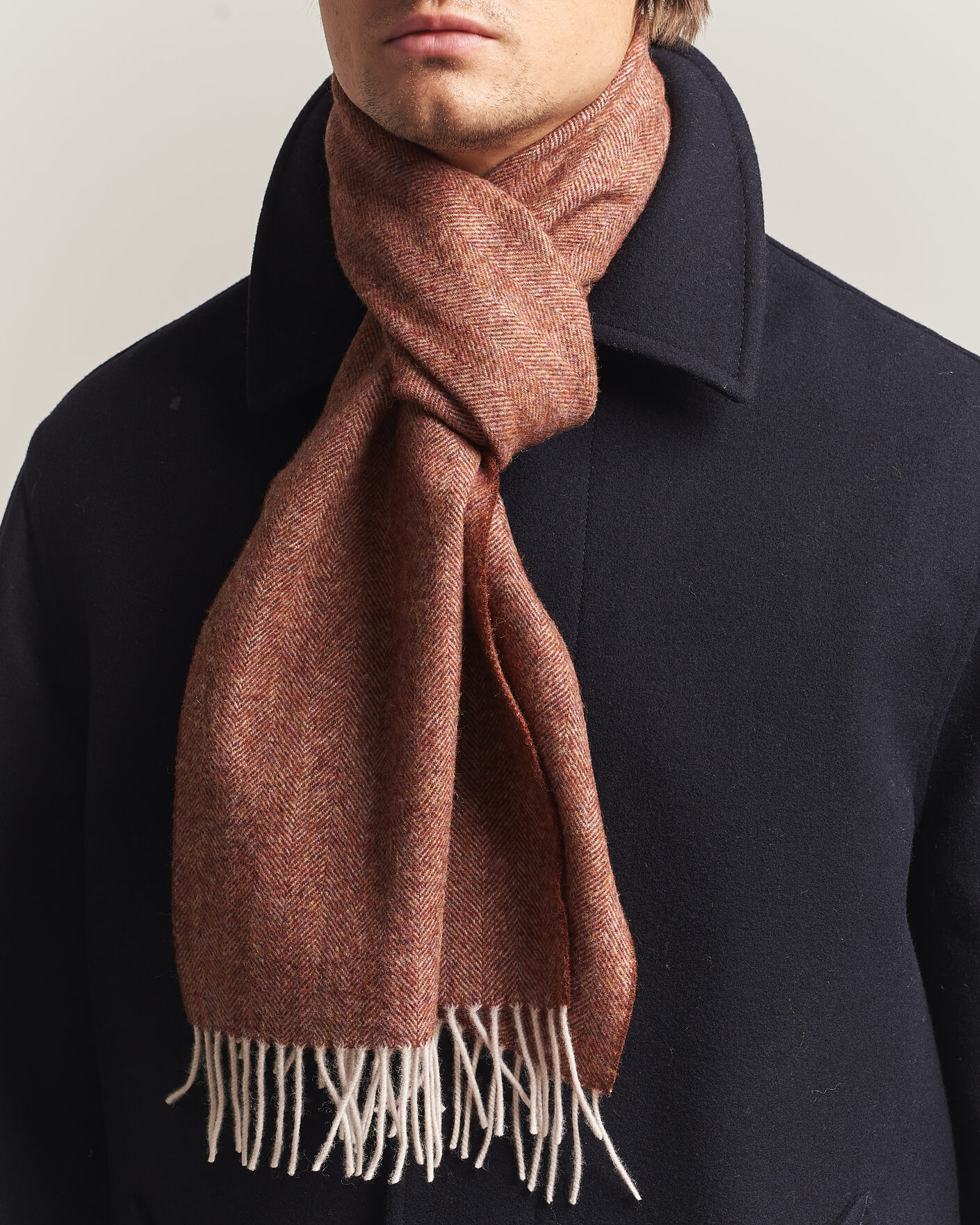 Hombres | Bufandas | Amanda Christensen | Wool Herringbone Scarf Rust