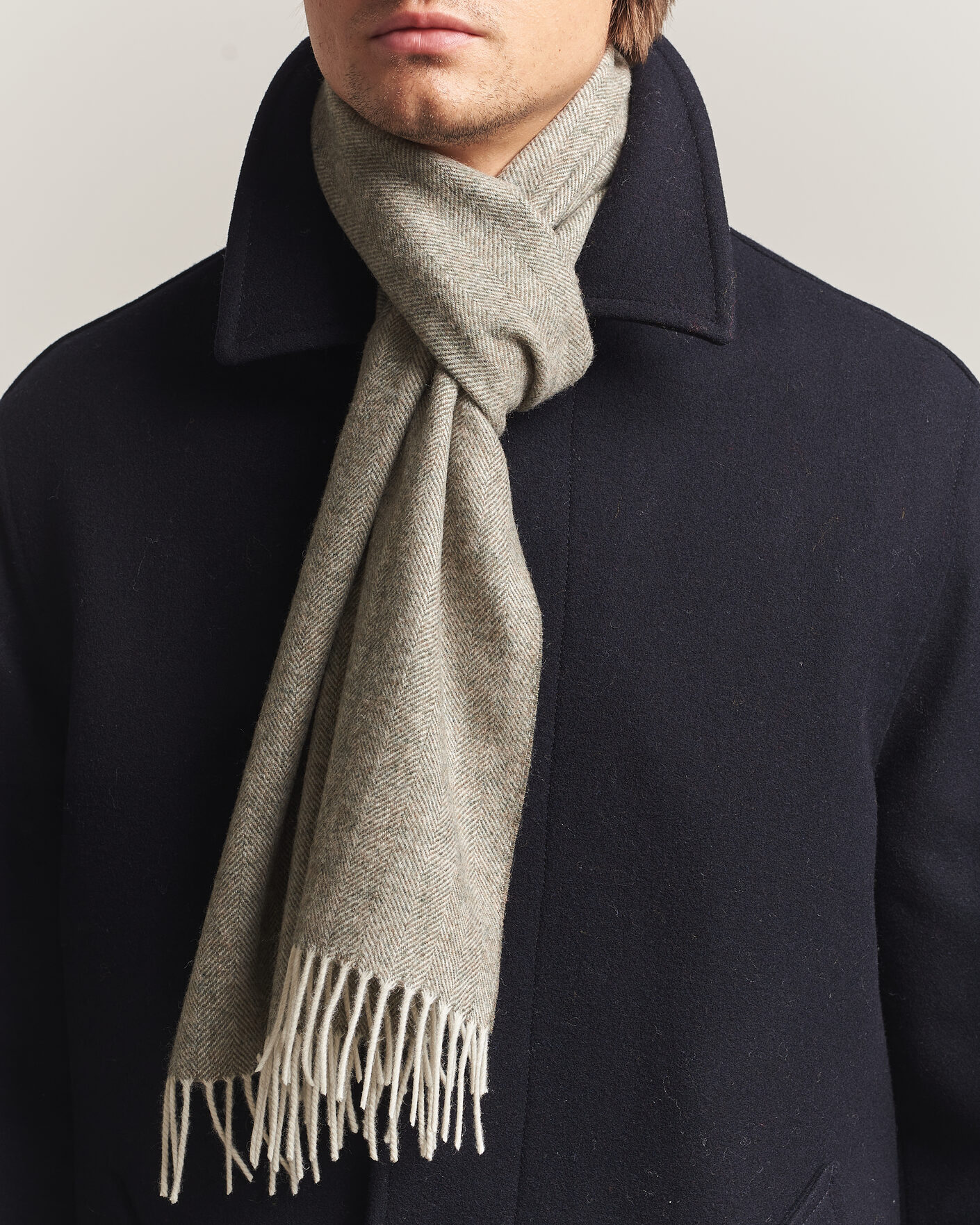 Hombres | Bufandas | Amanda Christensen | Wool Herringbone Scarf Green