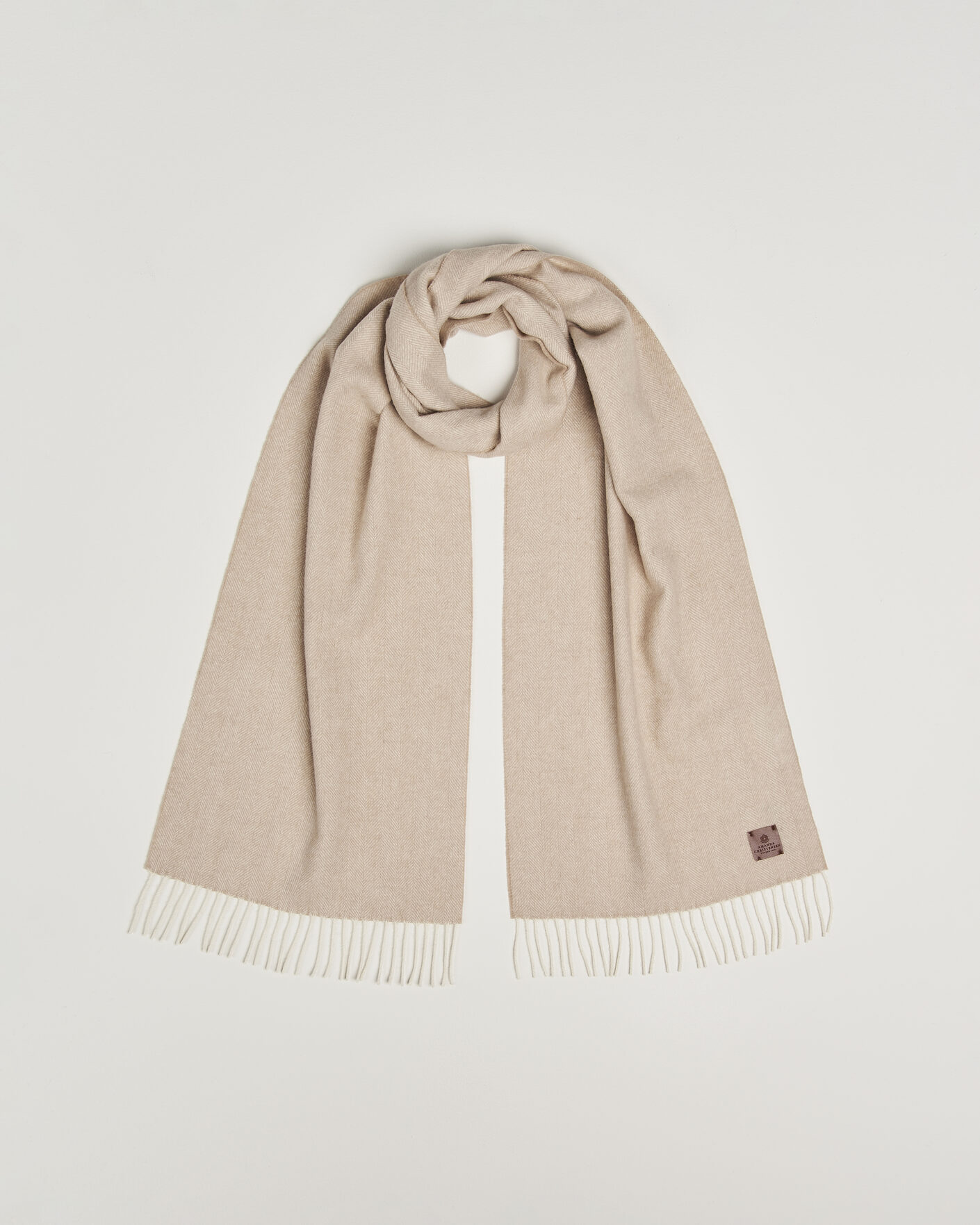 Hombres | Bufandas | Amanda Christensen | Wool Herringbone Scarf Beige