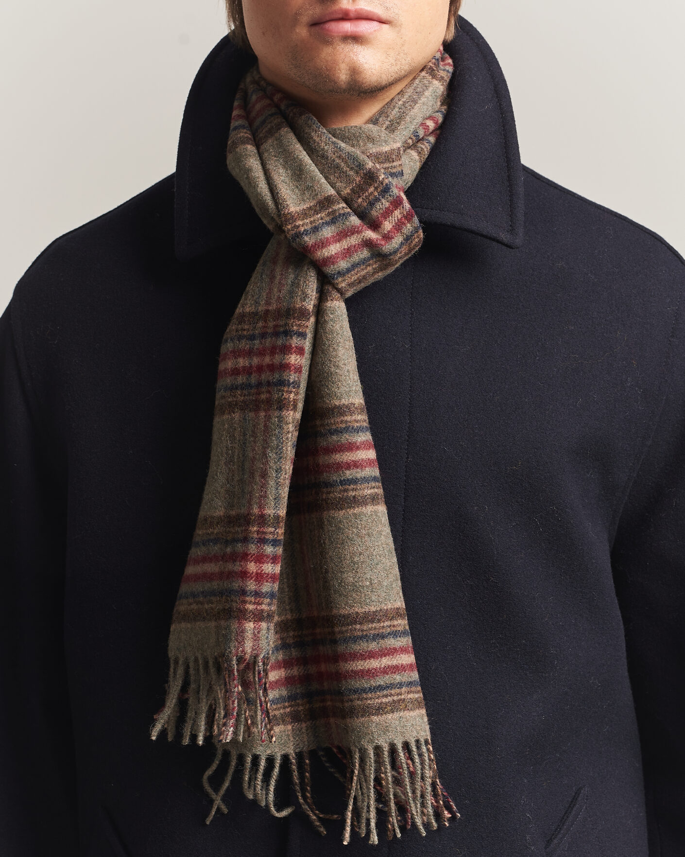 Hombres | Bufandas | Amanda Christensen | Wool Check Scarf Green