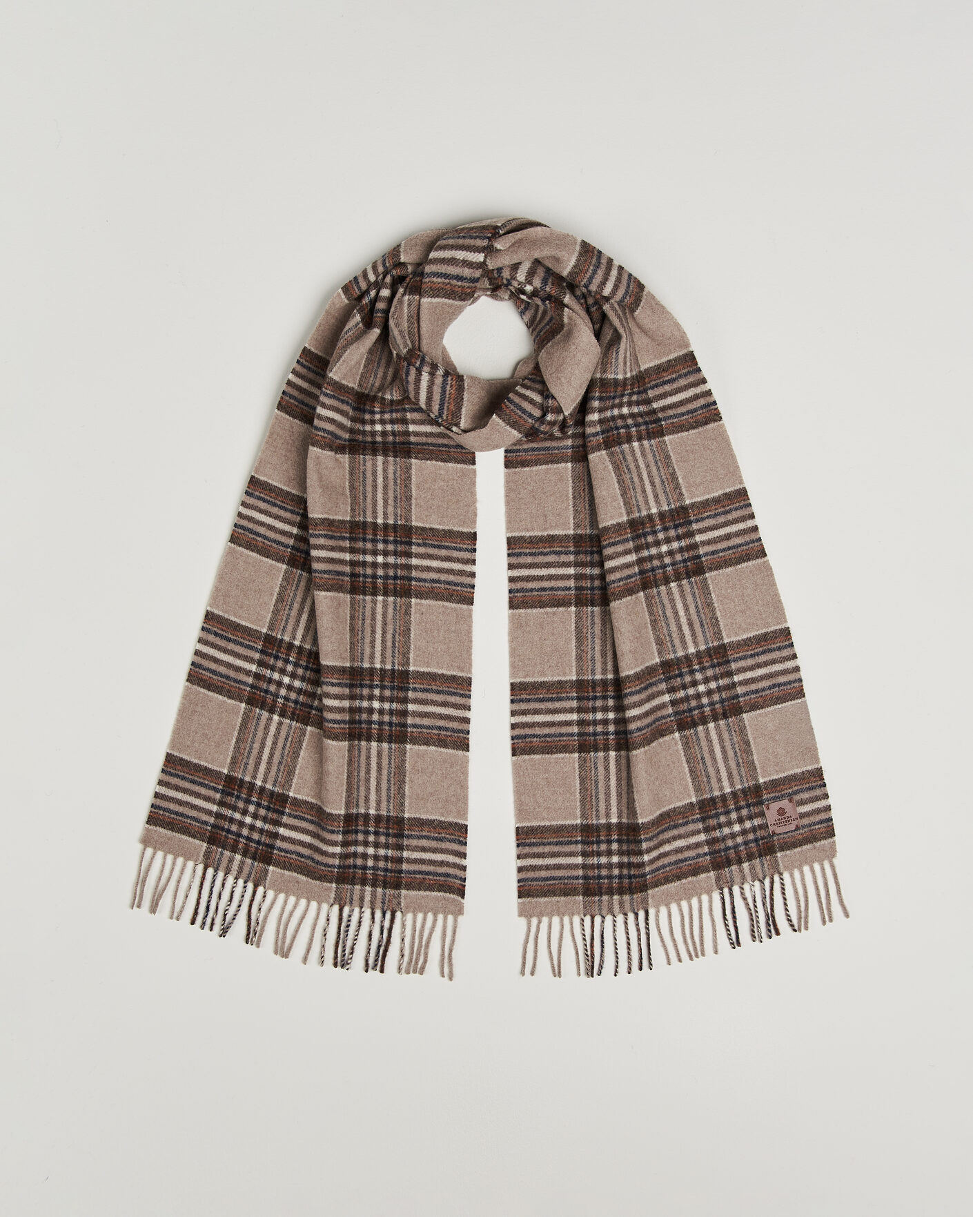 Hombres | Bufandas | Amanda Christensen | Wool Check Scarf Beige