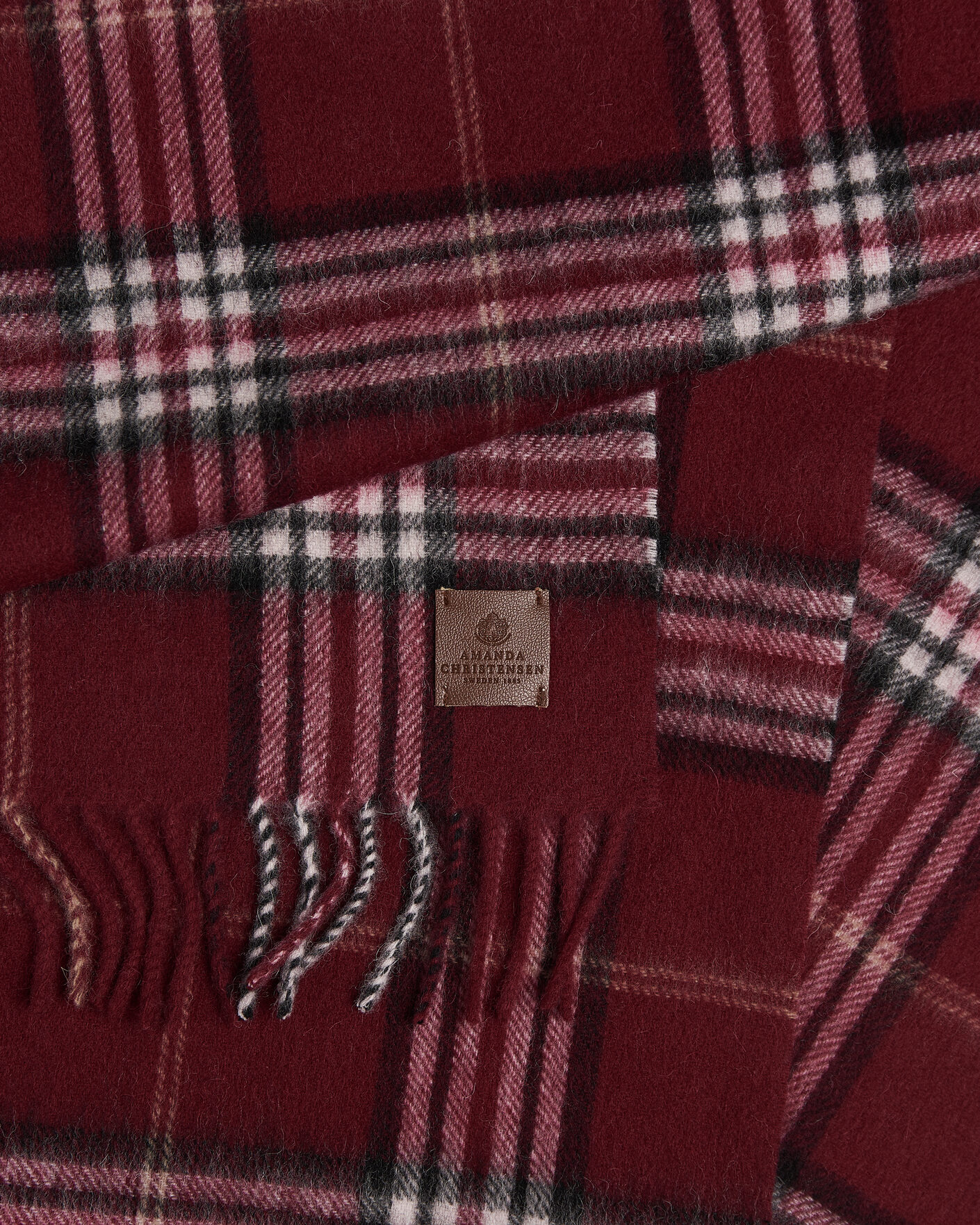 Hombres | Bufandas | Amanda Christensen | Wool Check Scarf Bordeaux
