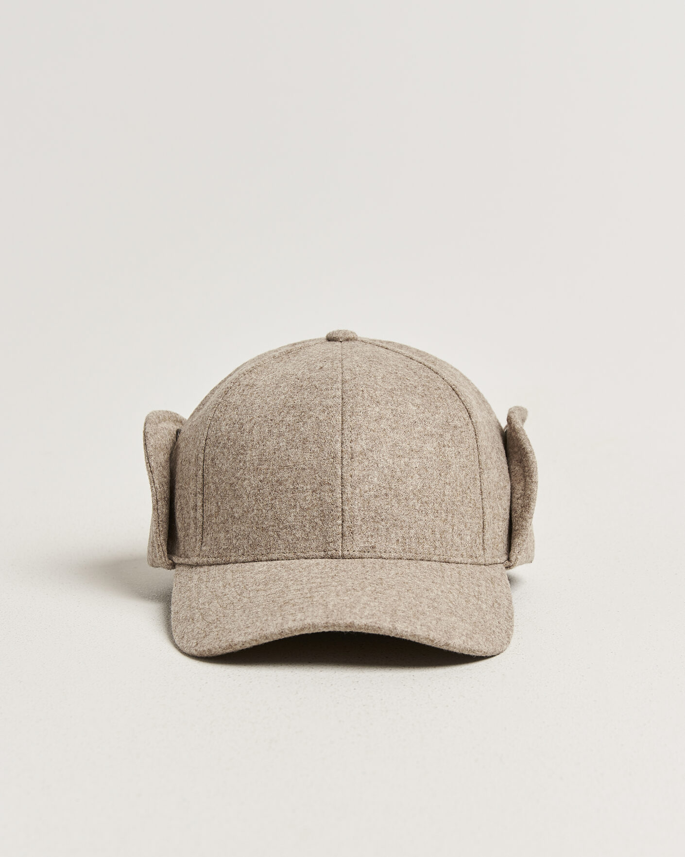 Hombres | Sombreros y gorras | Varsity Headwear | Merino Wool Earflap Baseball Cap Umber Beige