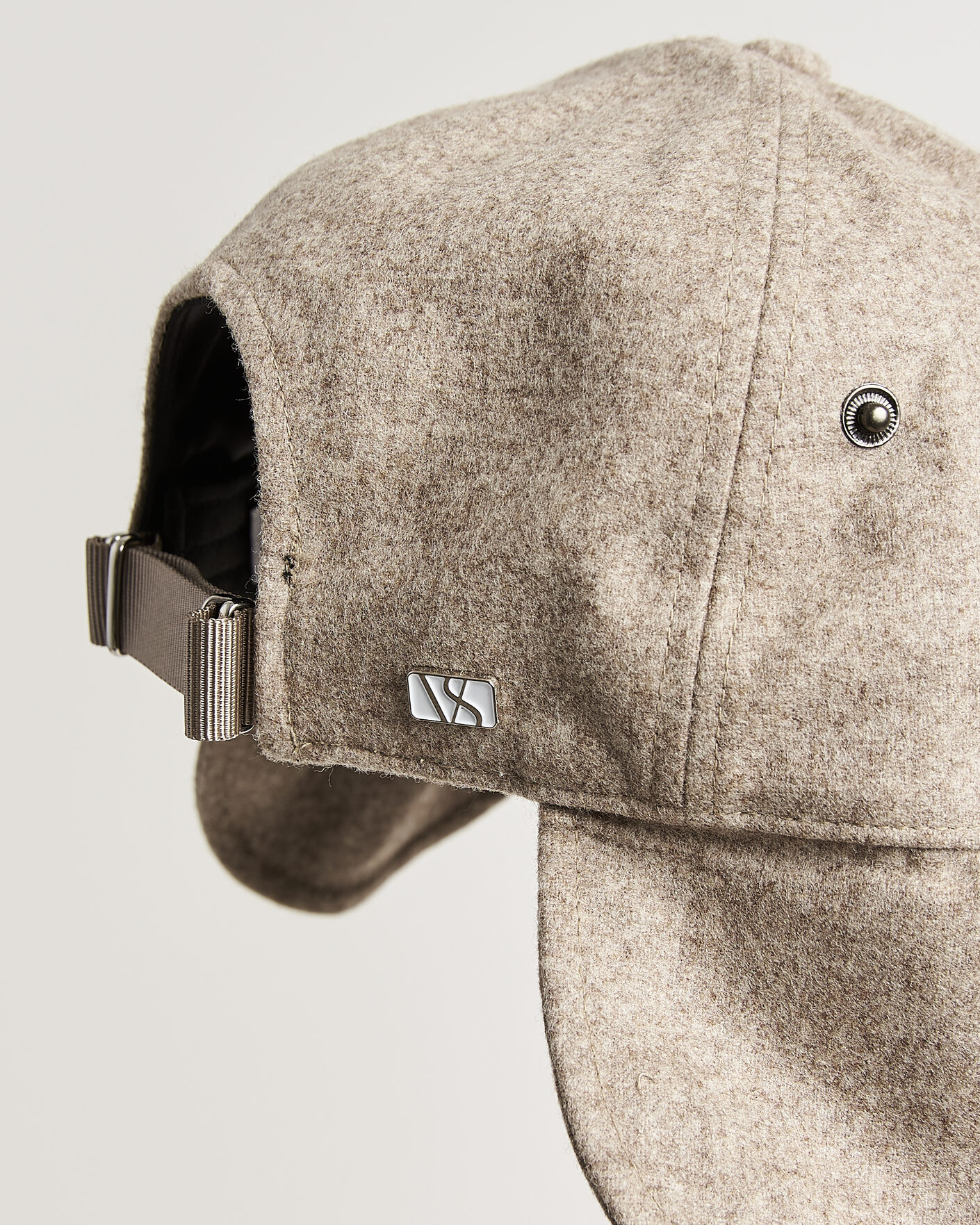 Hombres | Sombreros y gorras | Varsity Headwear | Merino Wool Earflap Baseball Cap Umber Beige