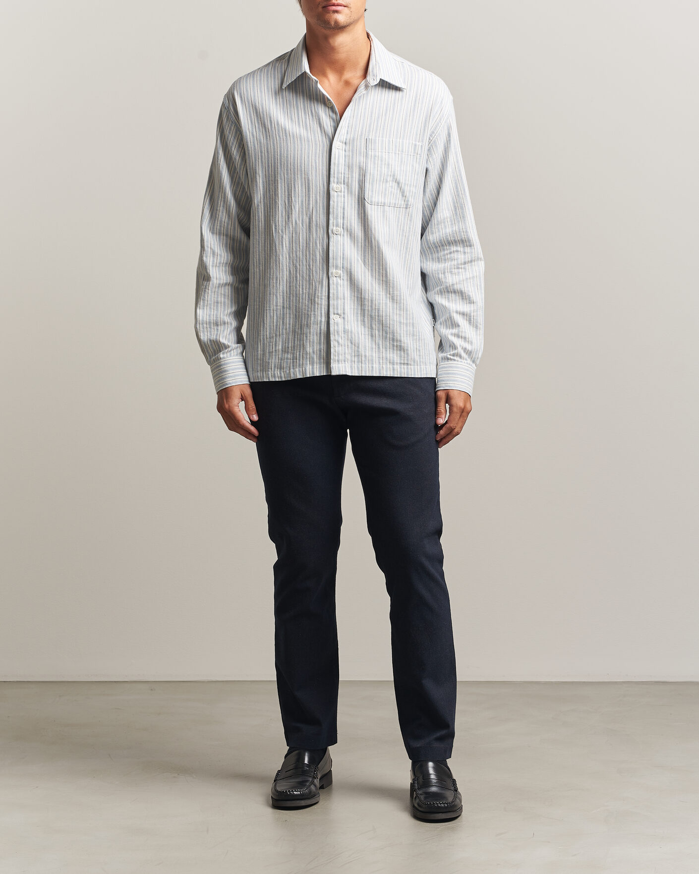 Hombres | Pantalones | NN07 | Theo Brushed Cotton Trousers Deep Navy