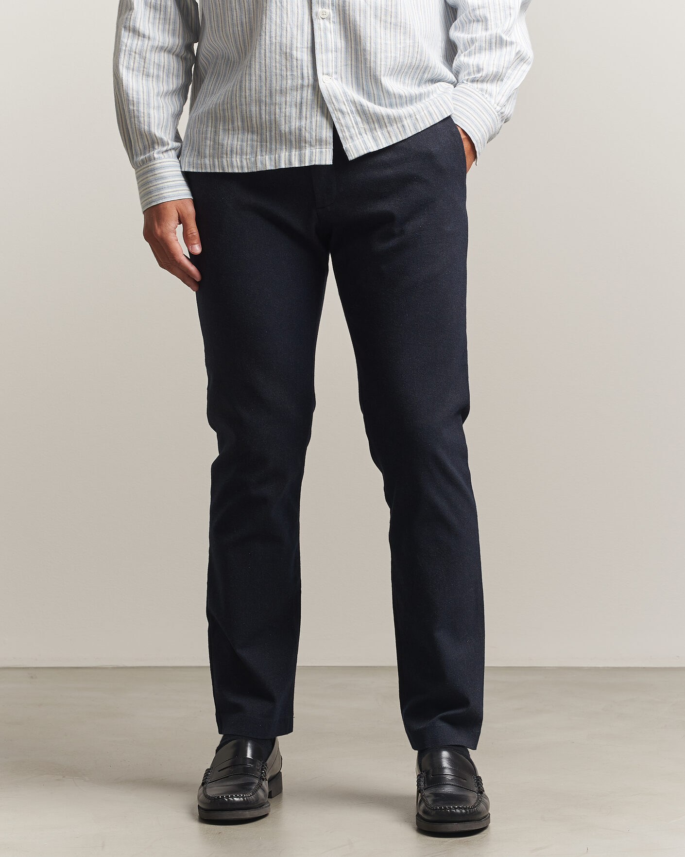Hombres | Pantalones | NN07 | Theo Brushed Cotton Trousers Deep Navy