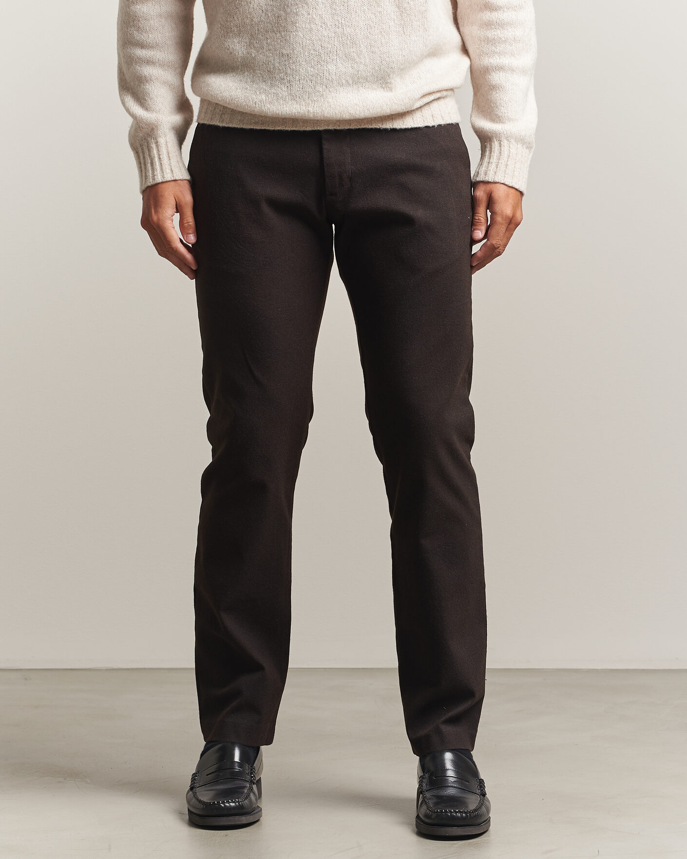 Hombres | Pantalones | NN07 | Theo Brushed Cotton Trousers Deep Truffle