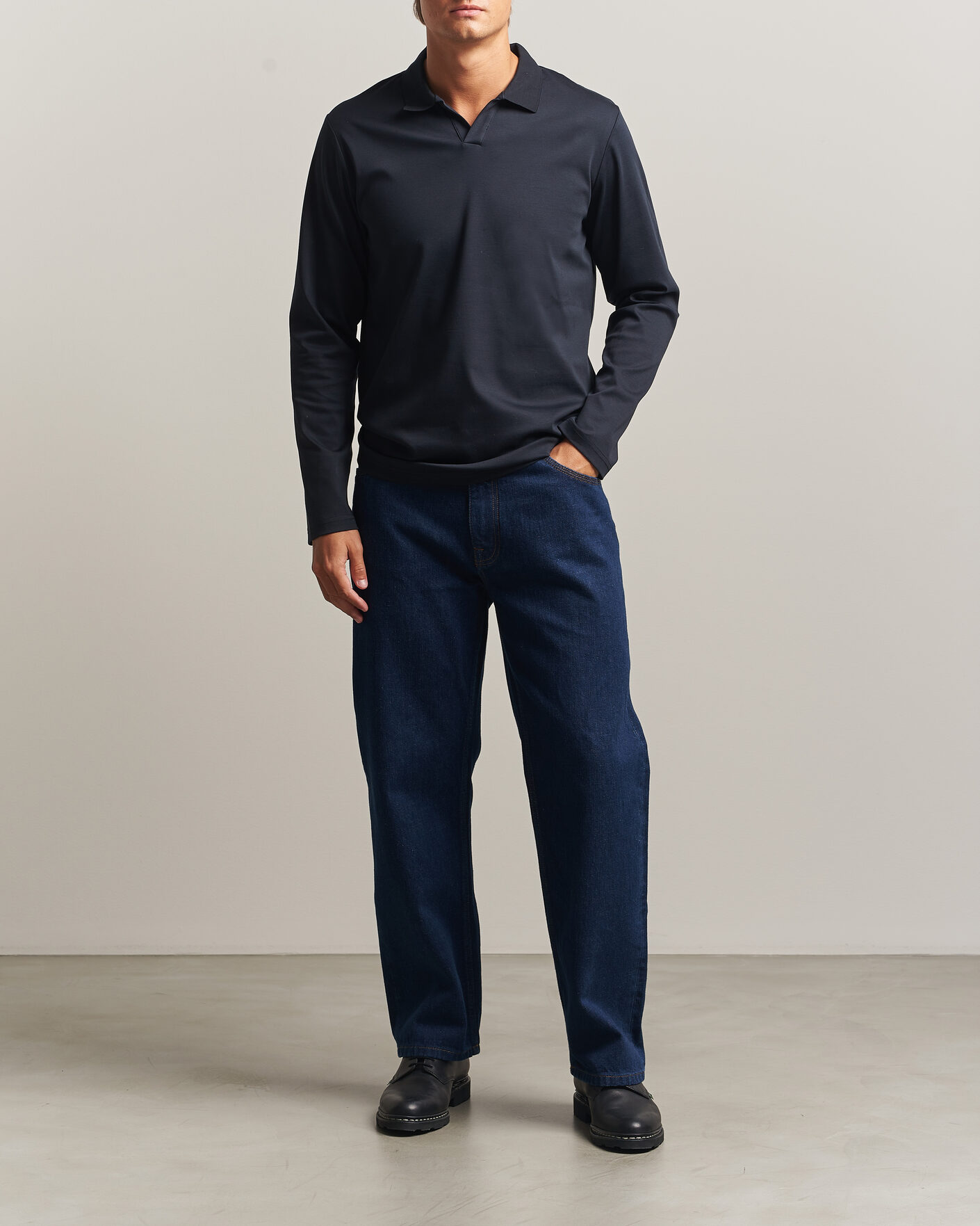 Hombres | Polos | NN07 | Paul Long Sleeve Polo Deep Navy