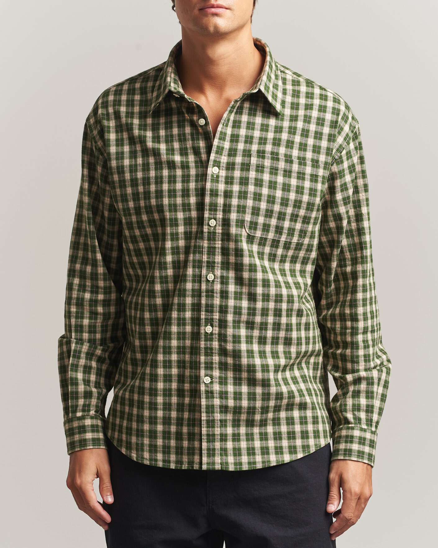 Hombres | Camisas | NN07 | Deon Flannel Shirt Eden Green Check