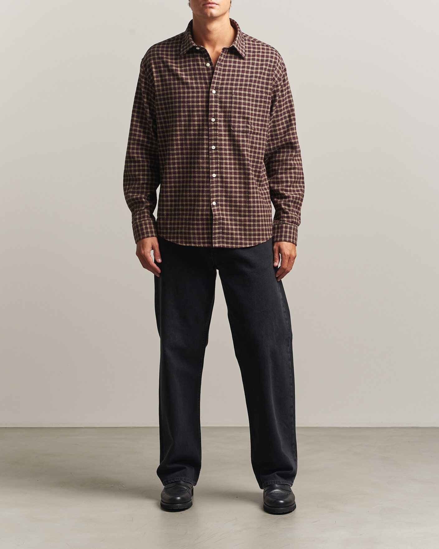 Hombres | Camisas | NN07 | Deon Flannel Shirt Bordeaux Check