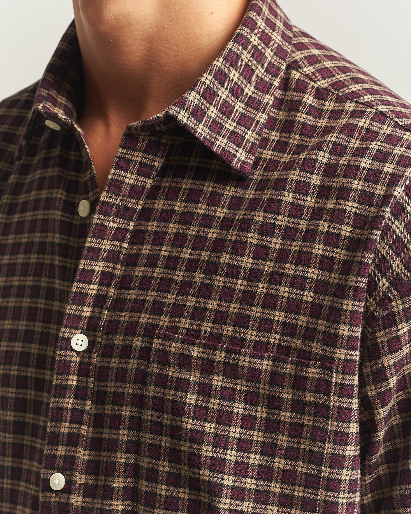 Hombres | Camisas | NN07 | Deon Flannel Shirt Bordeaux Check