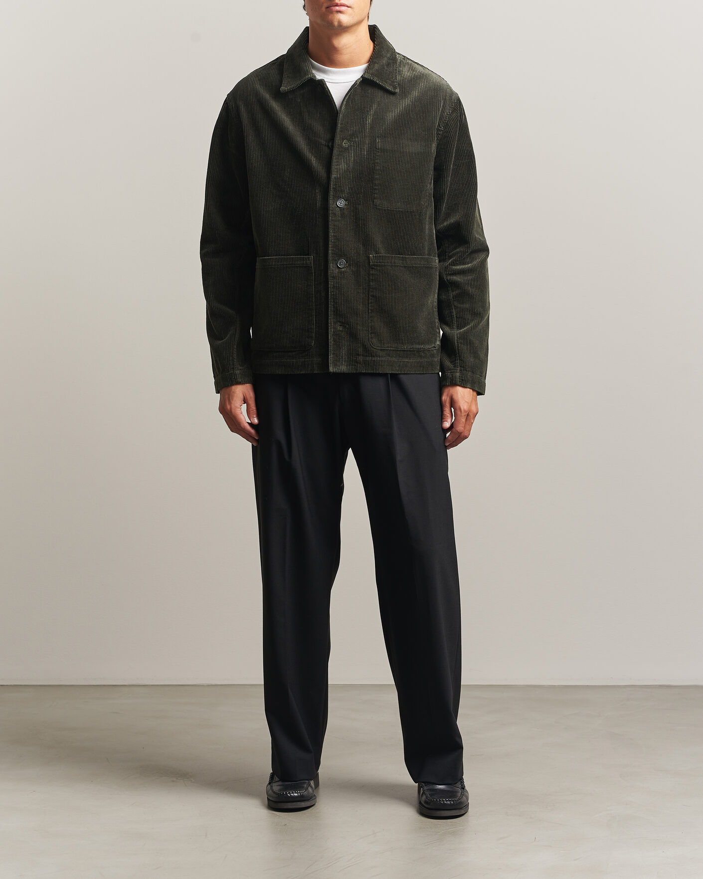 Hombres | Camisas | NN07 | Morgan Corduroy Overshirt Dark Army