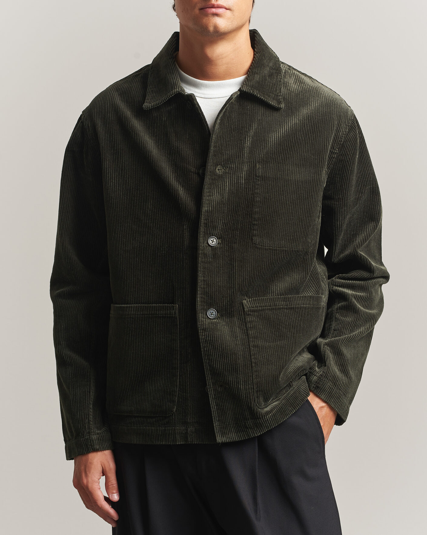 Hombres | Camisas | NN07 | Morgan Corduroy Overshirt Dark Army