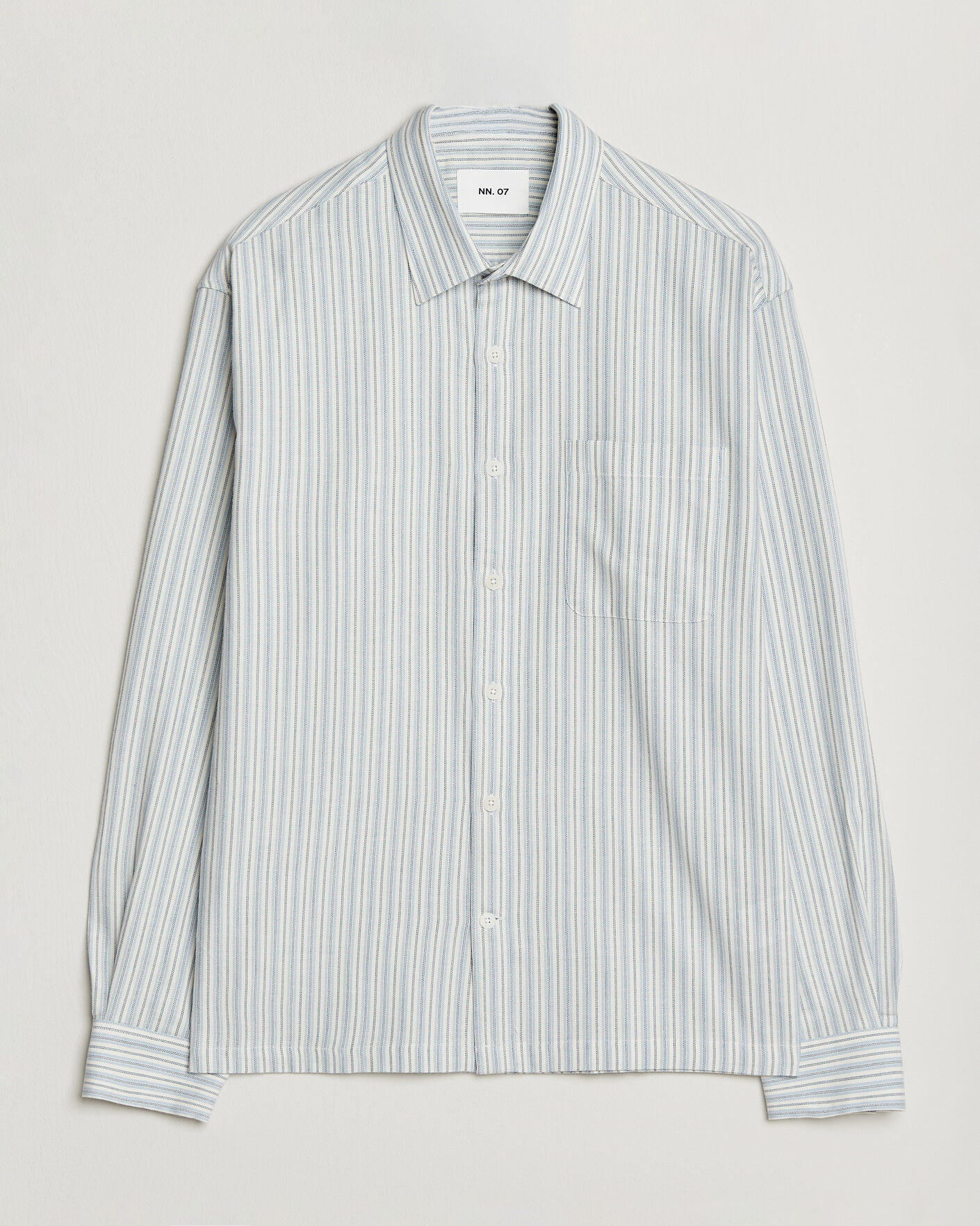 Hombres | Camisas | NN07 | Deon Brushed Cotton Striped Shirt Blue