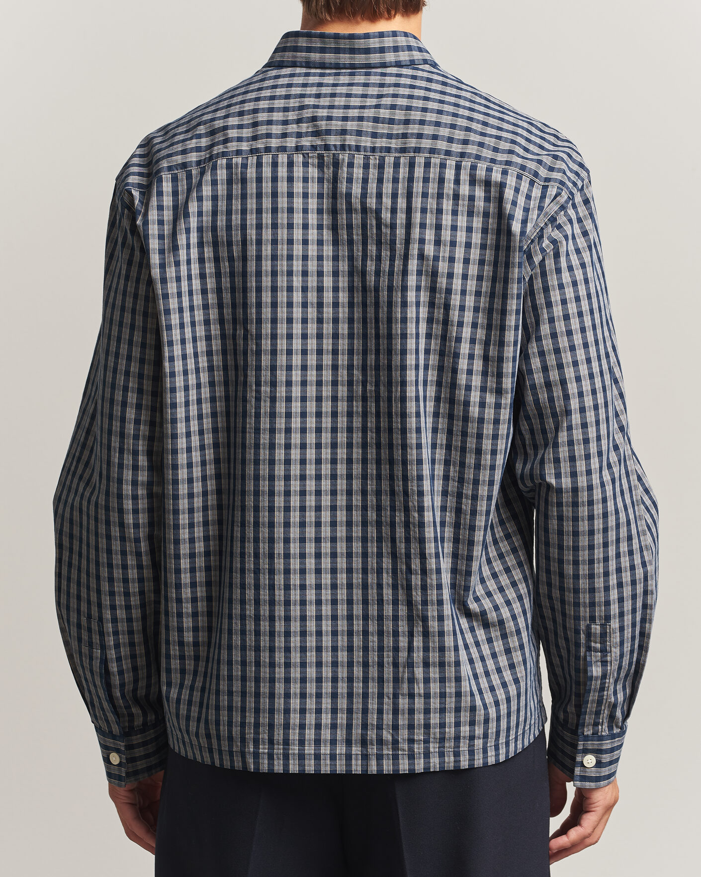 Hombres | Camisas | NN07 | Deon Brushed Cotton Checked Shirt Navy Blue