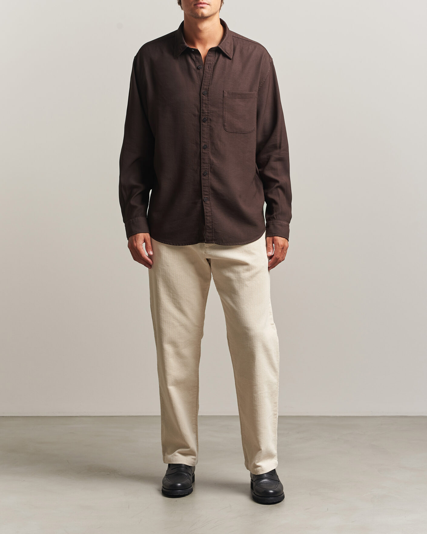 Hombres | Camisas | NN07 | Deon Viscose Shirt Deep Truffle